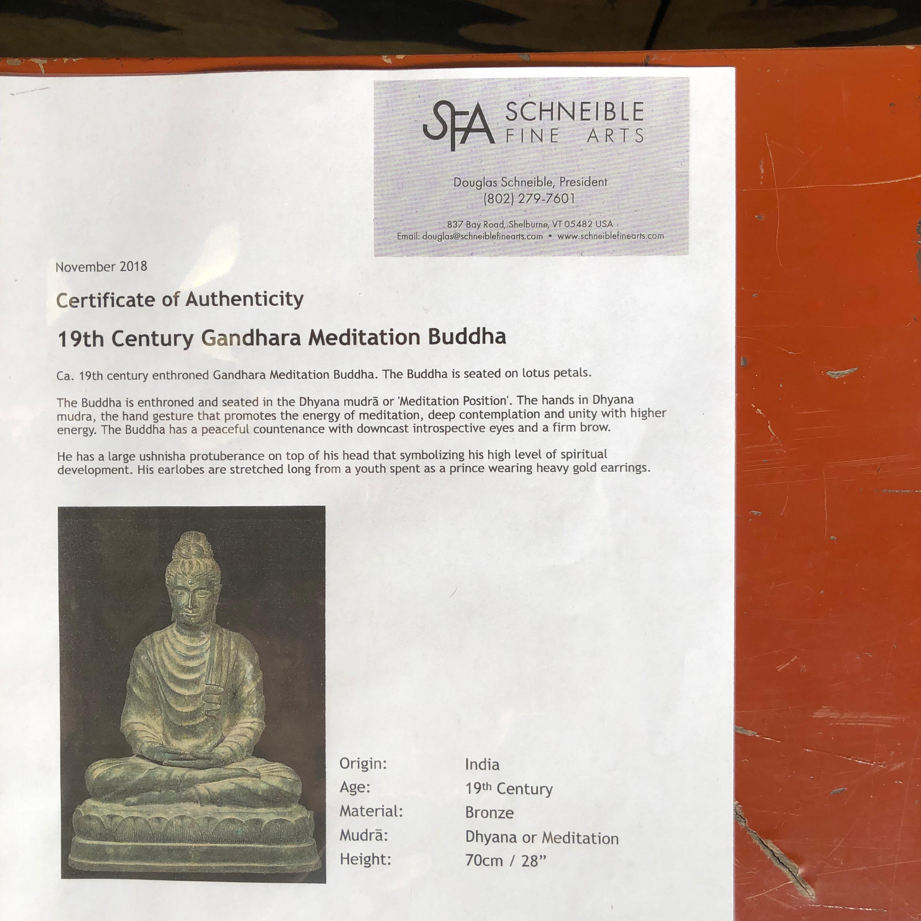 Fine Antique Bronze Meditation Buddha, Dhyana Mudra, 19th Century 14