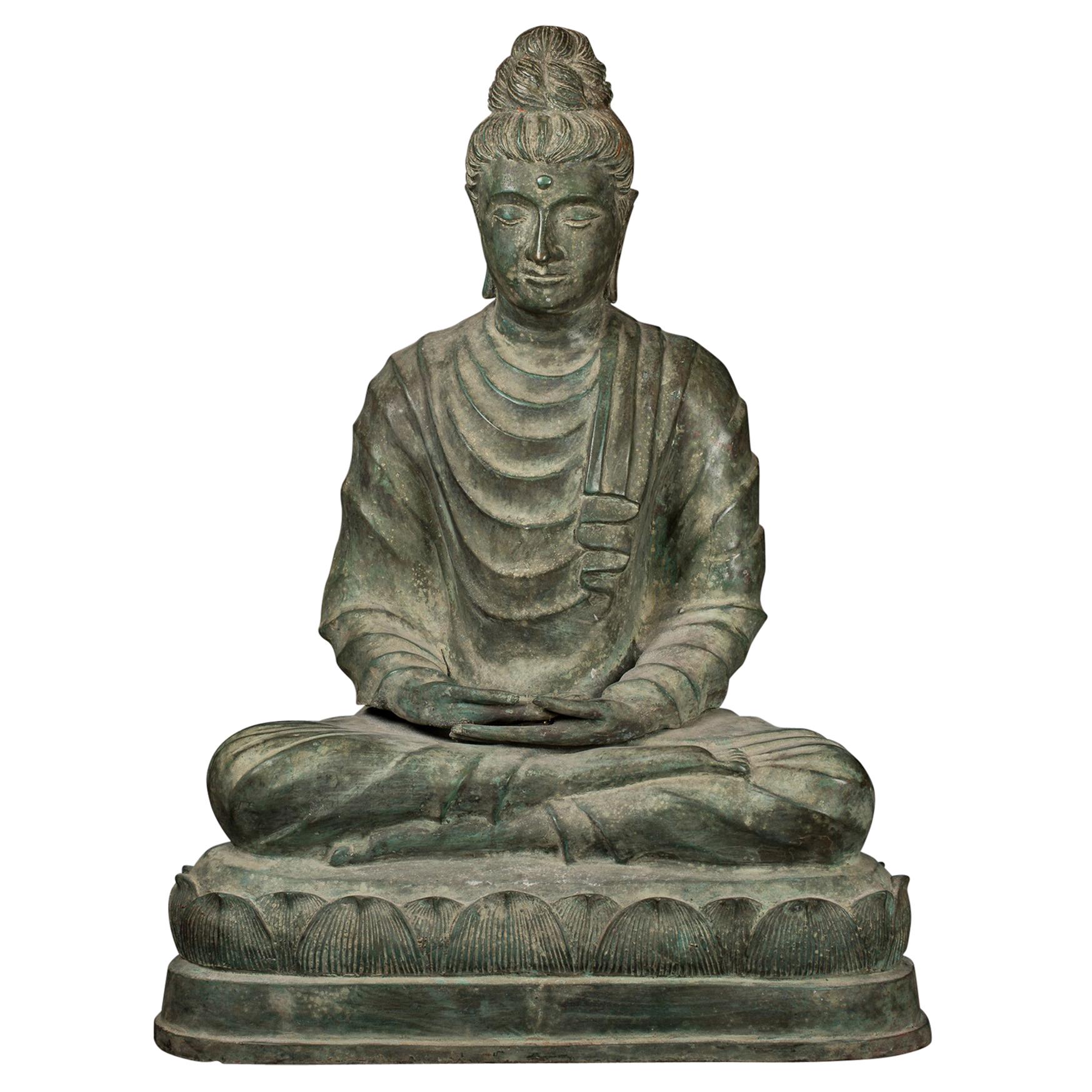 Fine Antique Bronze Meditation Buddha, Dhyana Mudra, 19th Century