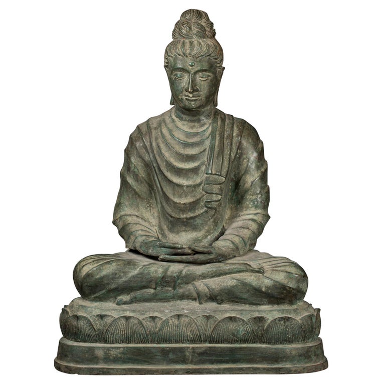 Fine Antique Bronze Meditation Buddha, Dhyana Mudra, 19th Century For Sale