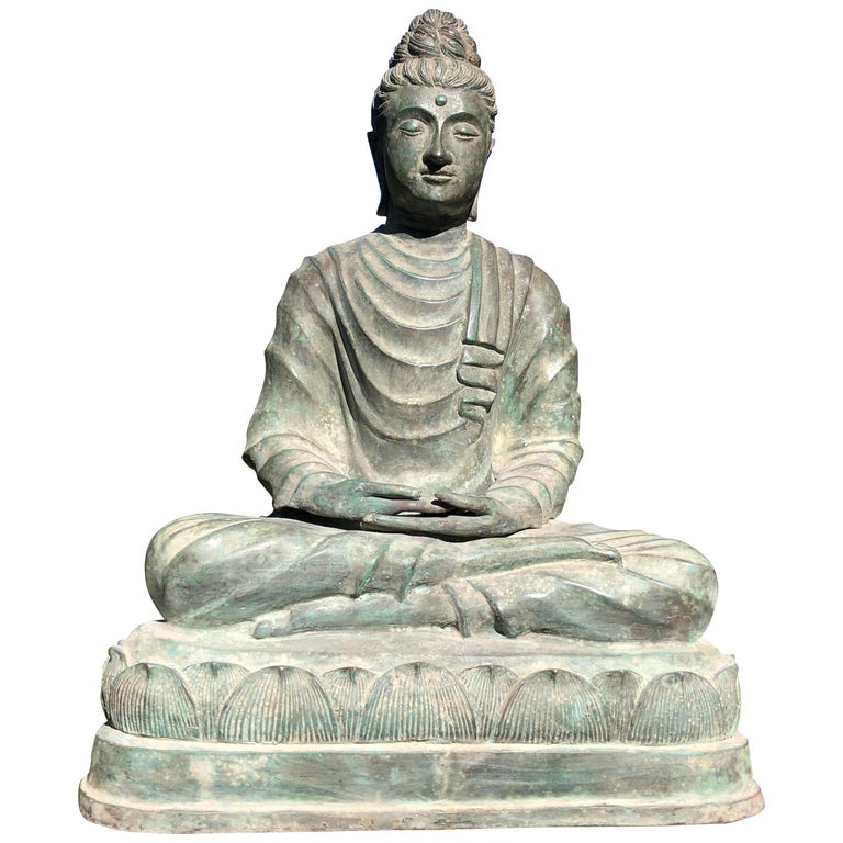 Fine Antique Bronze Meditation Buddha, Dhyana Mudra, 19th Century For Sale
