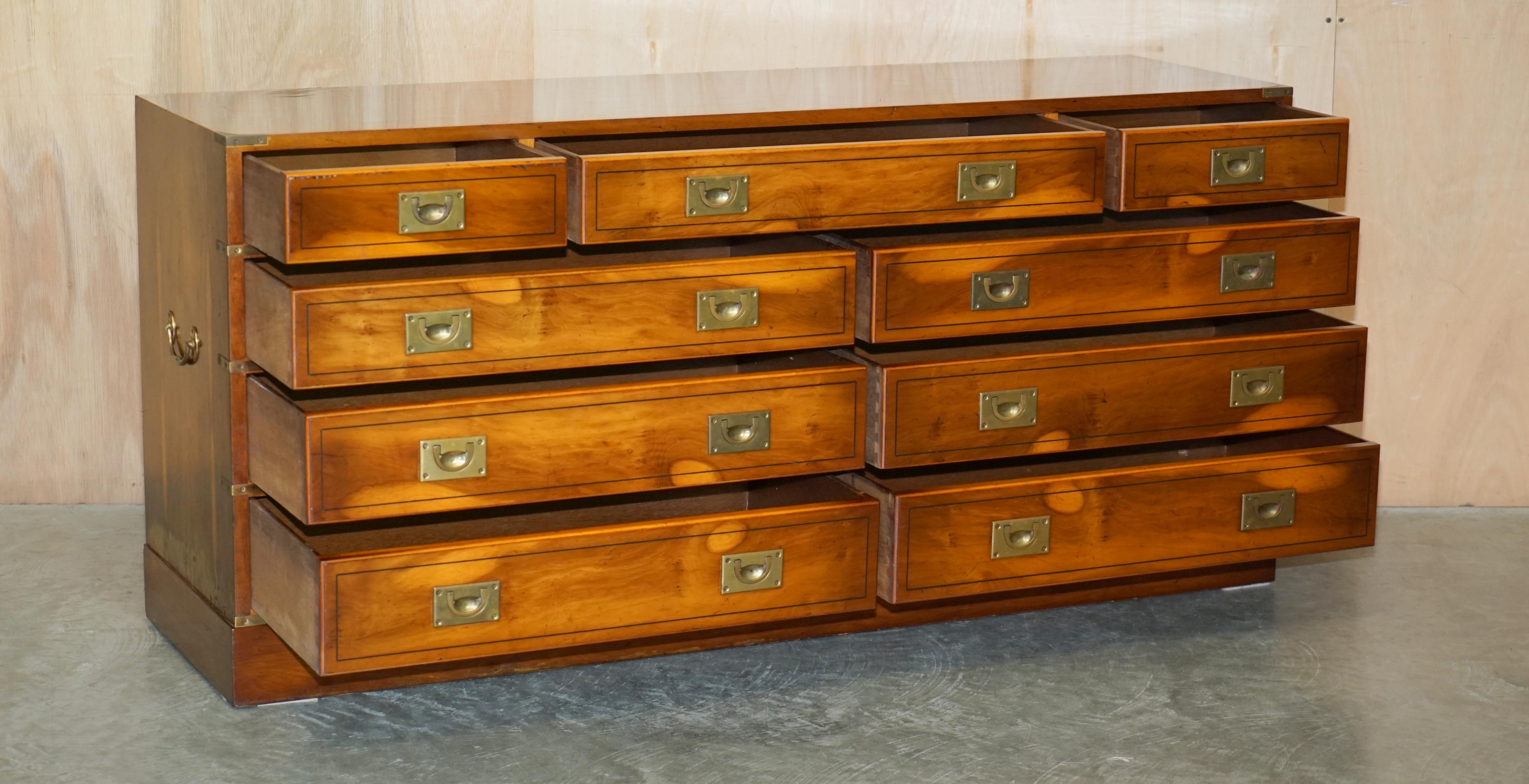 Fine Antique Burr & Burl Walnut Military Campaign Sideboard Bank of Drawers For Sale 10