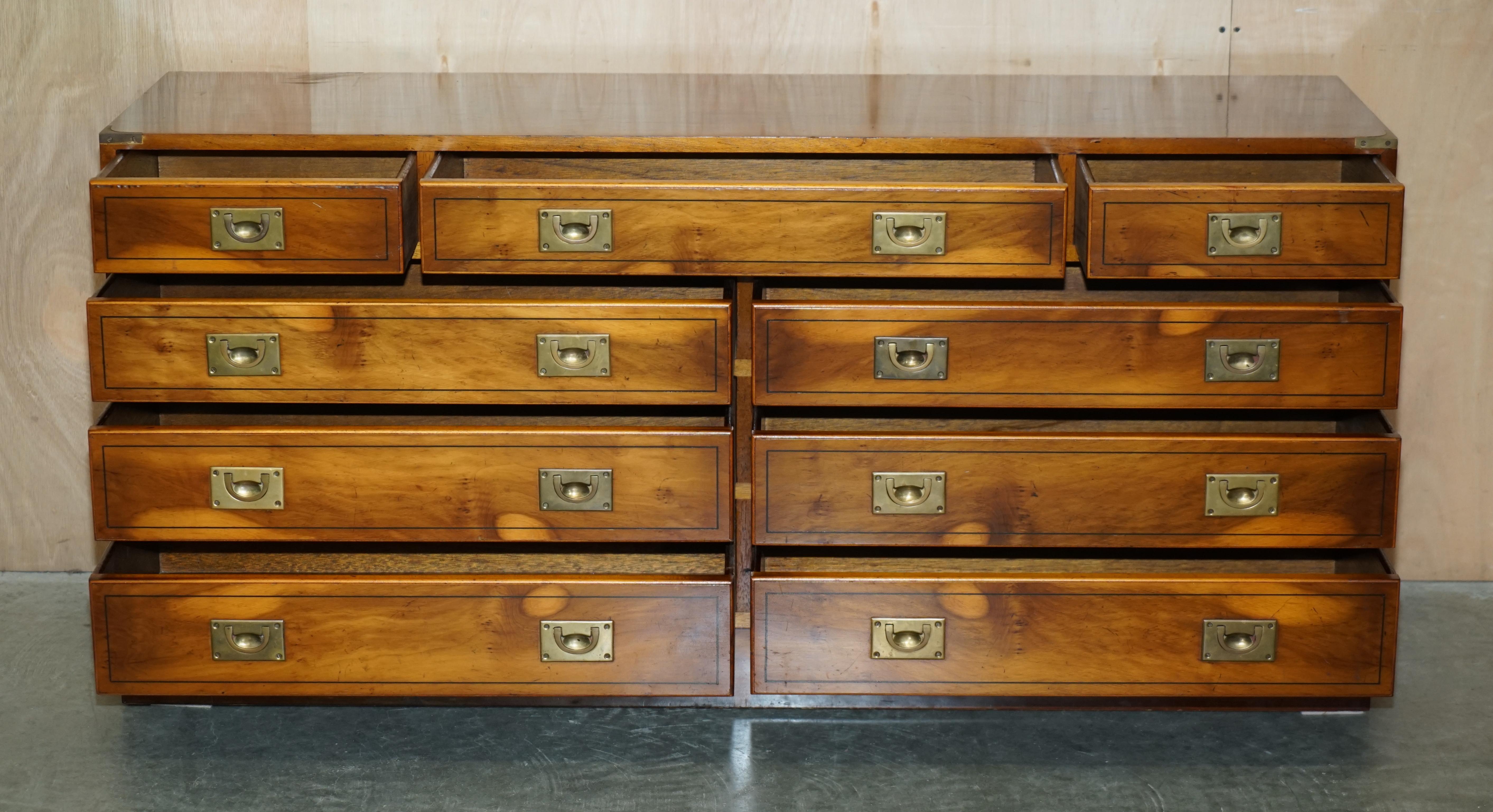 Fine Antique Burr & Burl Walnut Military Campaign Sideboard Bank of Drawers For Sale 11