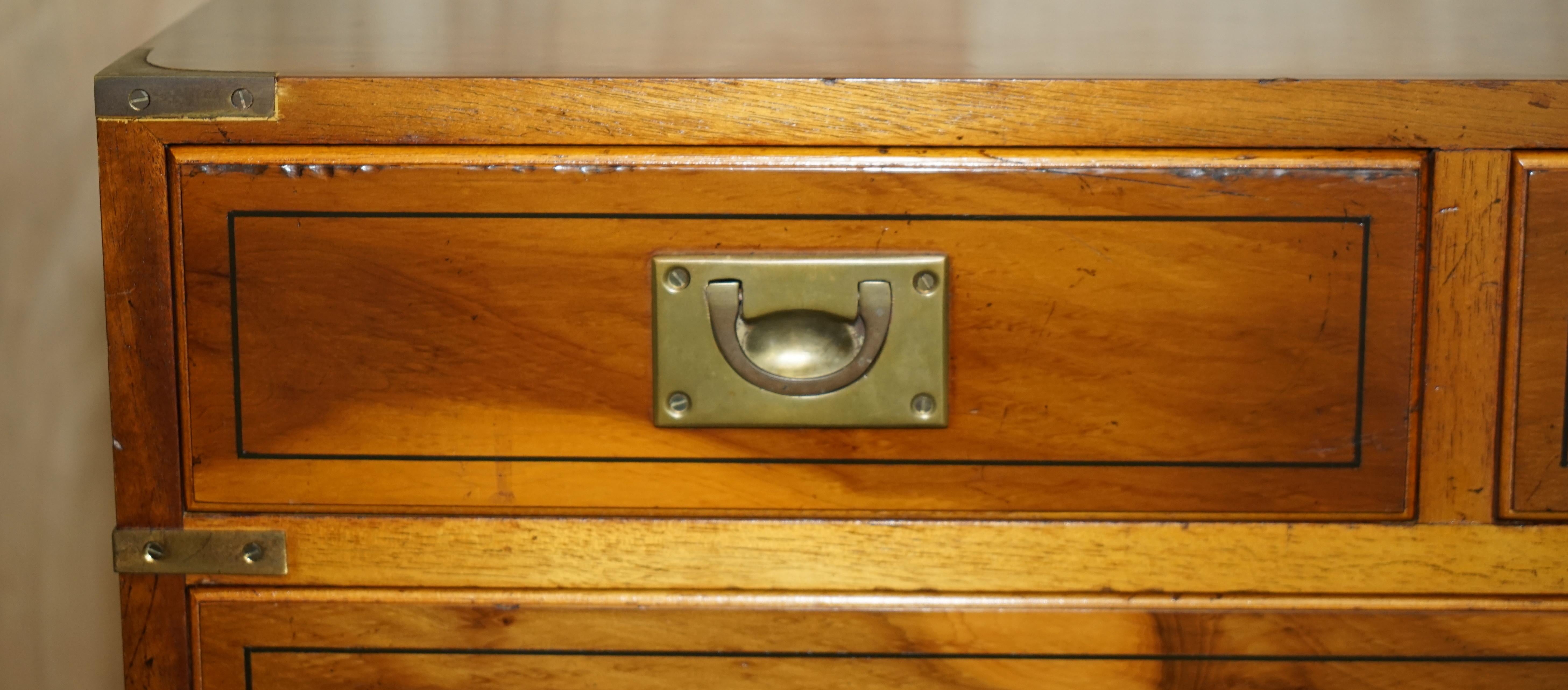 Hand-Crafted Fine Antique Burr & Burl Walnut Military Campaign Sideboard Bank of Drawers