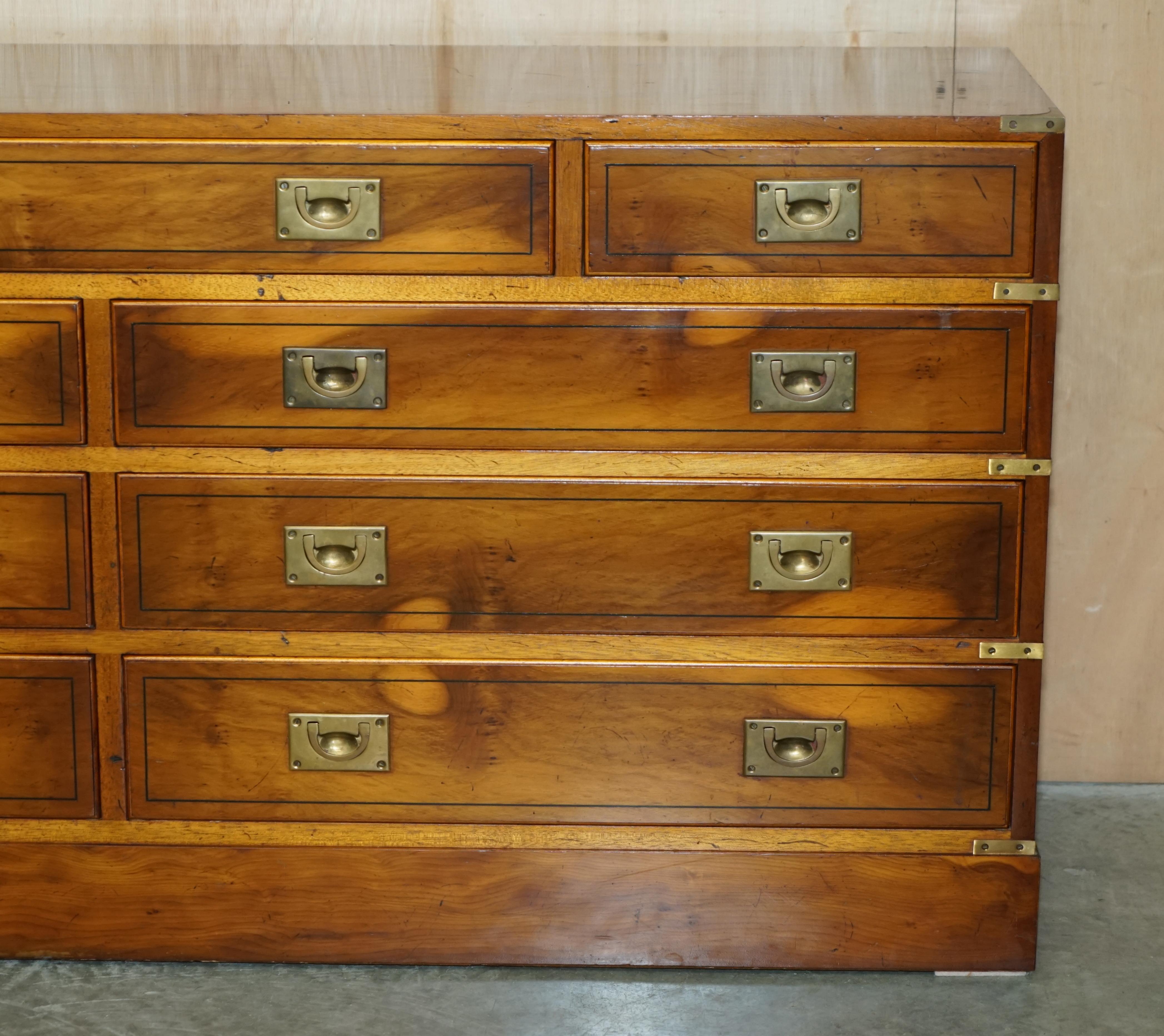 Fine Antique Burr & Burl Walnut Military Campaign Sideboard Bank of Drawers 1