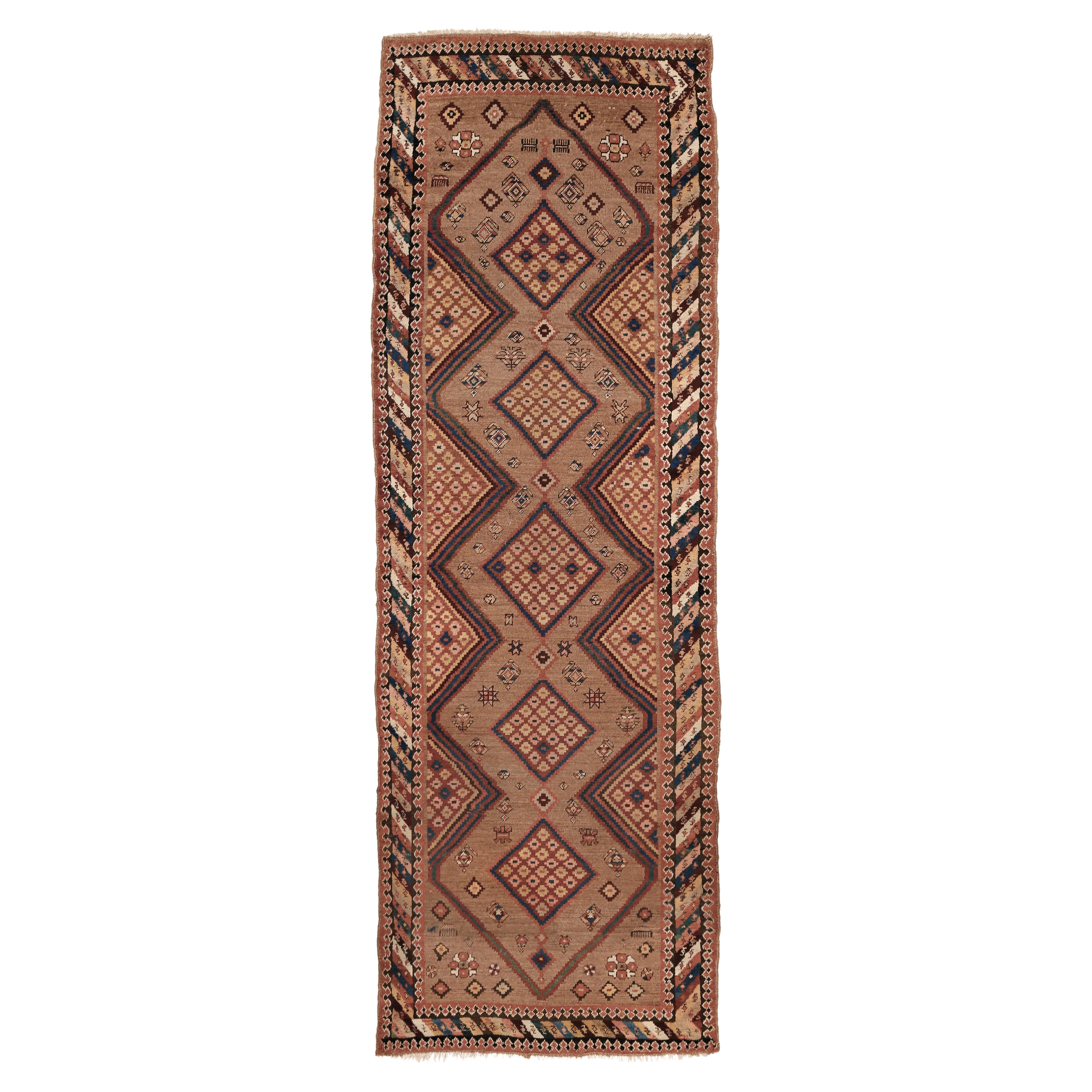 Fine Antique Camel Ground Bakshaish Runner Rug For Sale