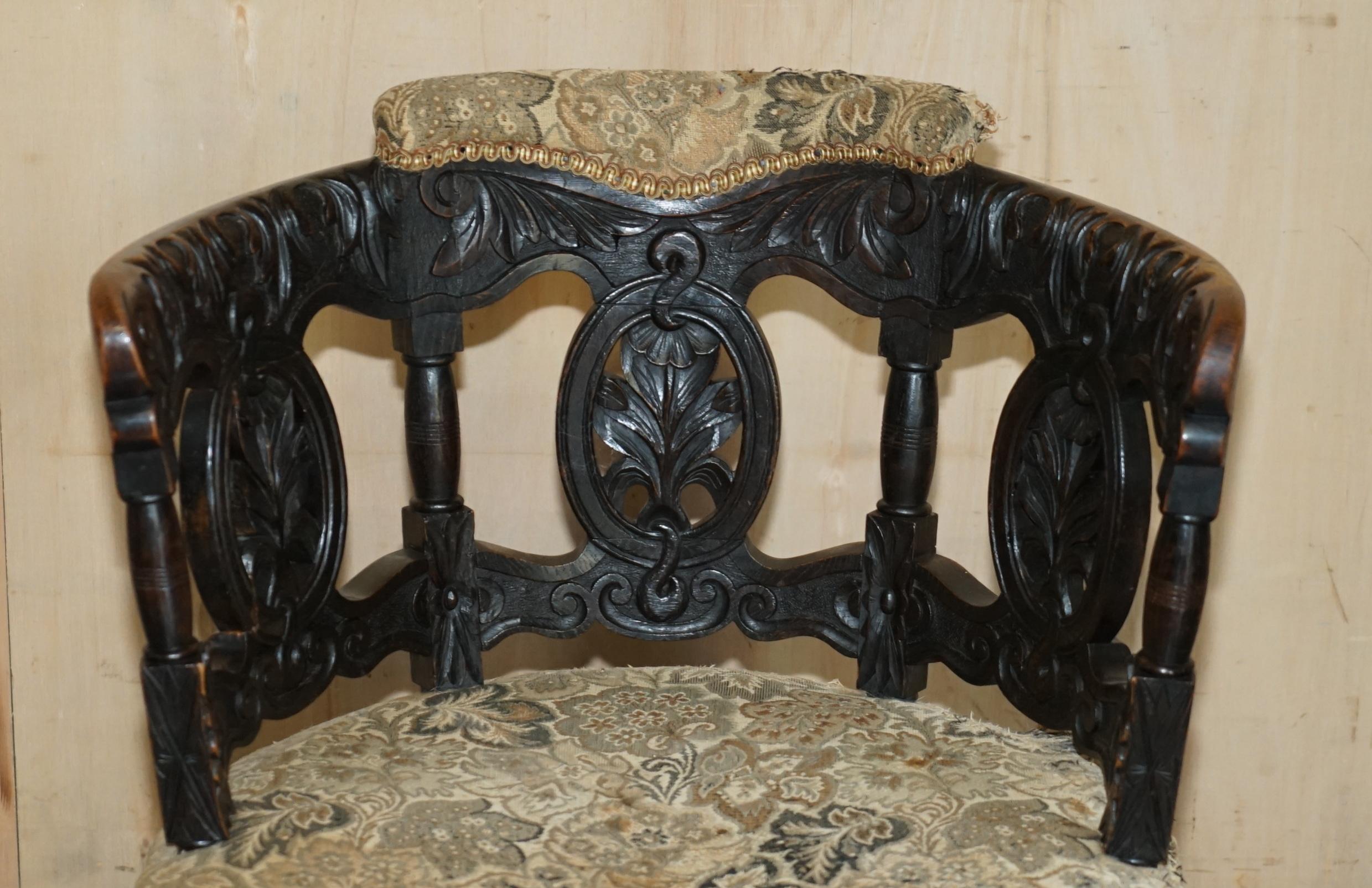 High Victorian FINE ANTIQUE CARVED ViCTORIAN BURGERMEISTER CHAIR 17TH CENTURY JACOBEAN DESIGN For Sale