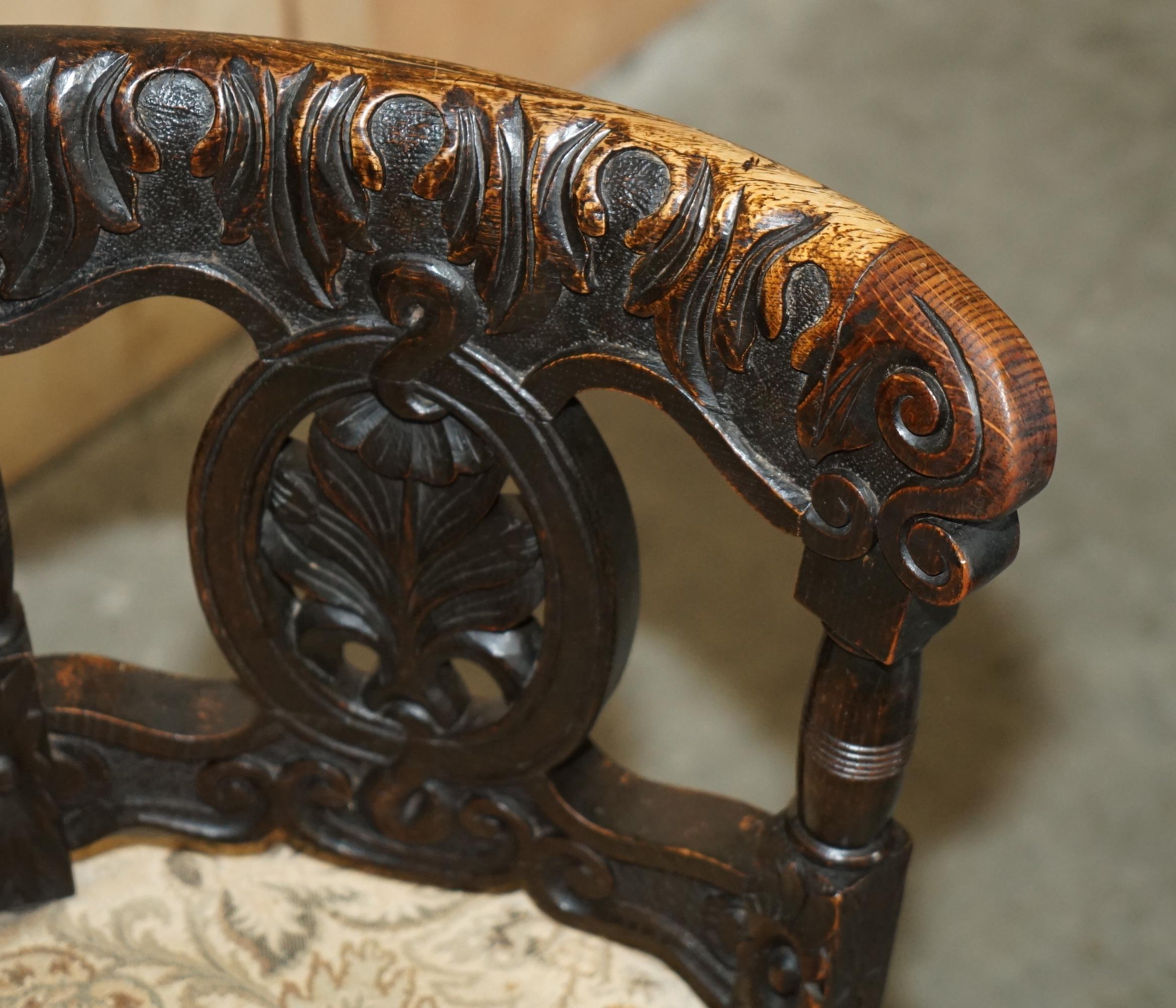 Hand-Crafted FINE ANTIQUE CARVED ViCTORIAN BURGERMEISTER CHAIR 17TH CENTURY JACOBEAN DESIGN For Sale
