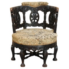 FINE Used CARVED ViCTORIAN BURGERMEISTER CHAIR 17TH CENTURY JACOBEAN DESIGN