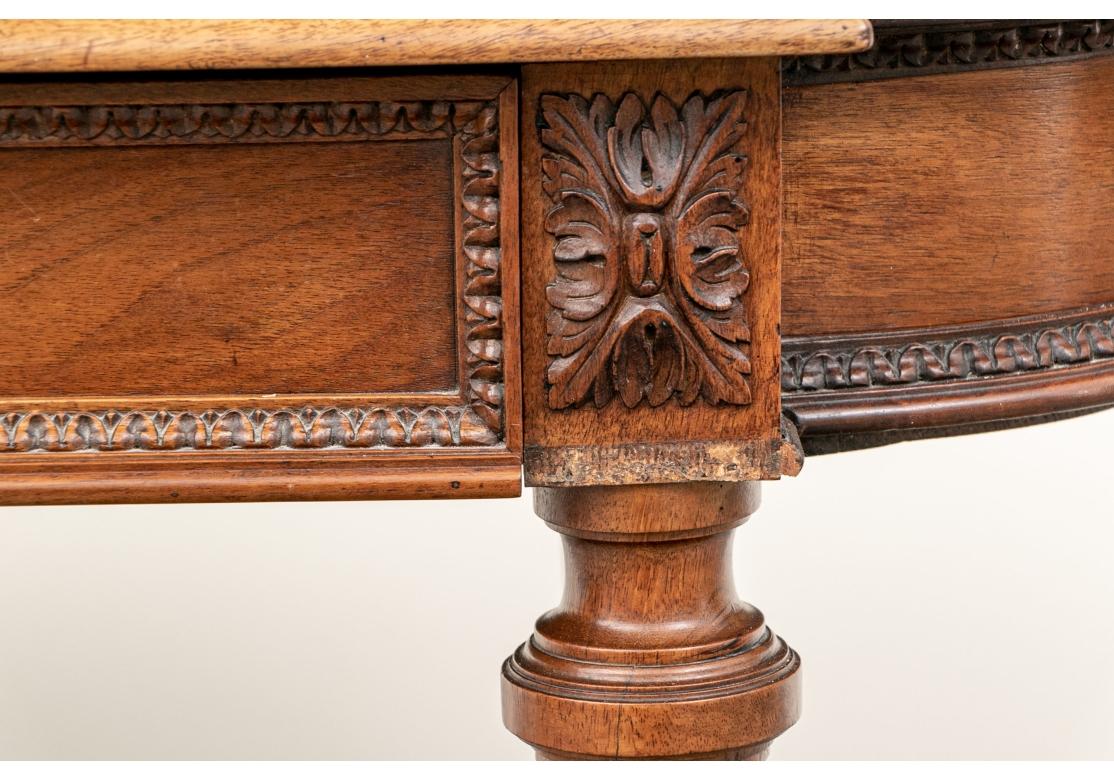Fine Antique Carved Walnut Marble Top Table For Sale 6