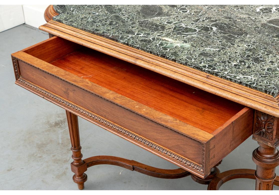 Fine Antique Carved Walnut Marble Top Table For Sale 7