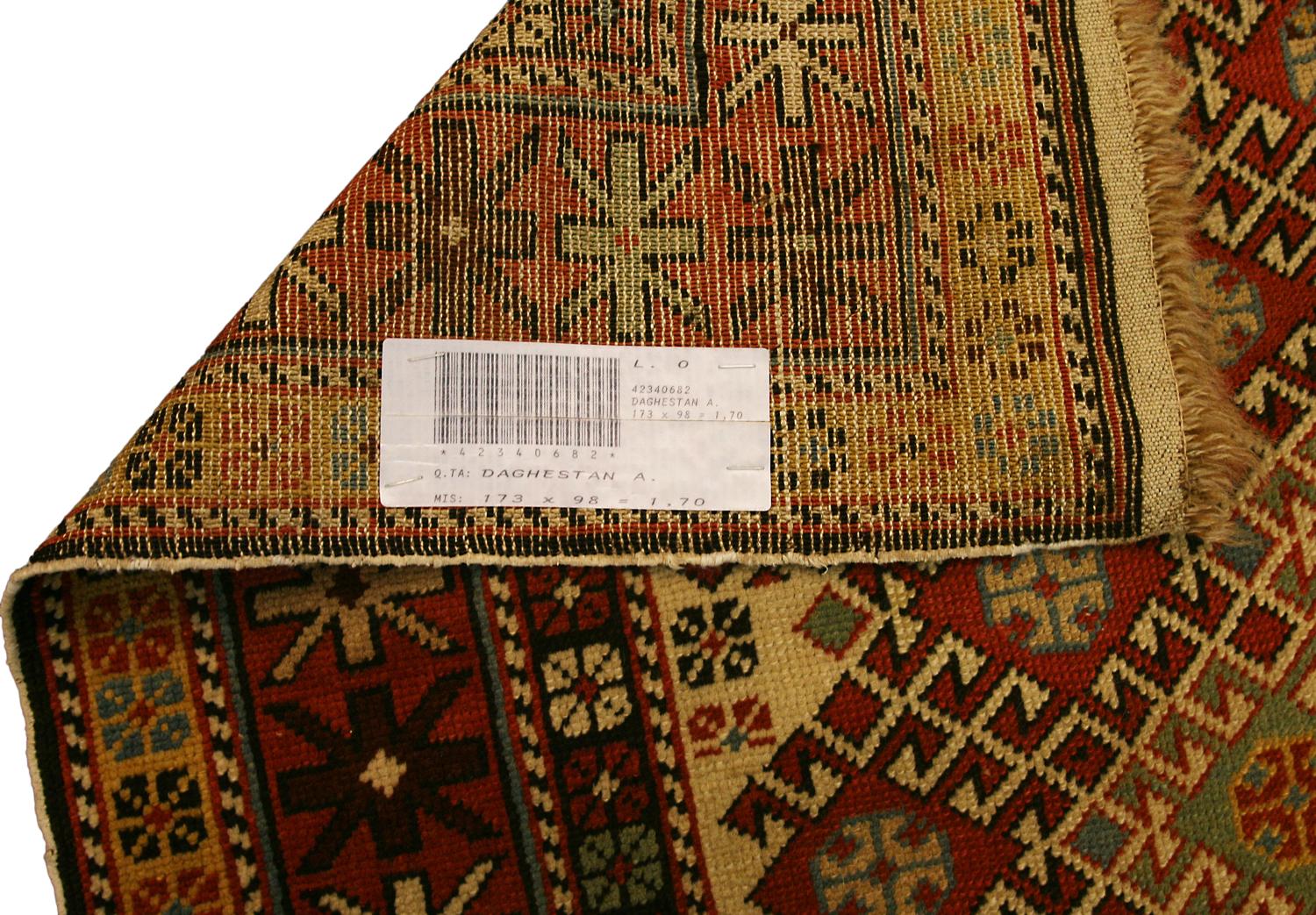 Late 19th Century Fine Antique Caucasian Daghestan Beige & Cream Wool Rug, ca. 1890 For Sale