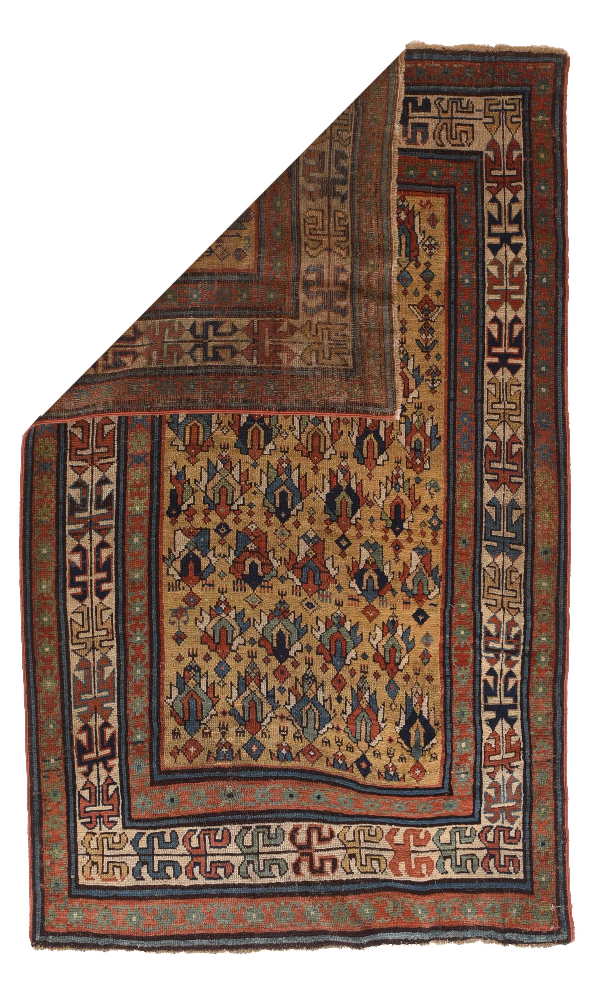 Caucasian rugs are primarily produced as village productions rather than city pieces. Made from materials particular to individual tribal provinces, the rugs of the Caucasus normally display bold geometric designs in primary colors. Styles typical
