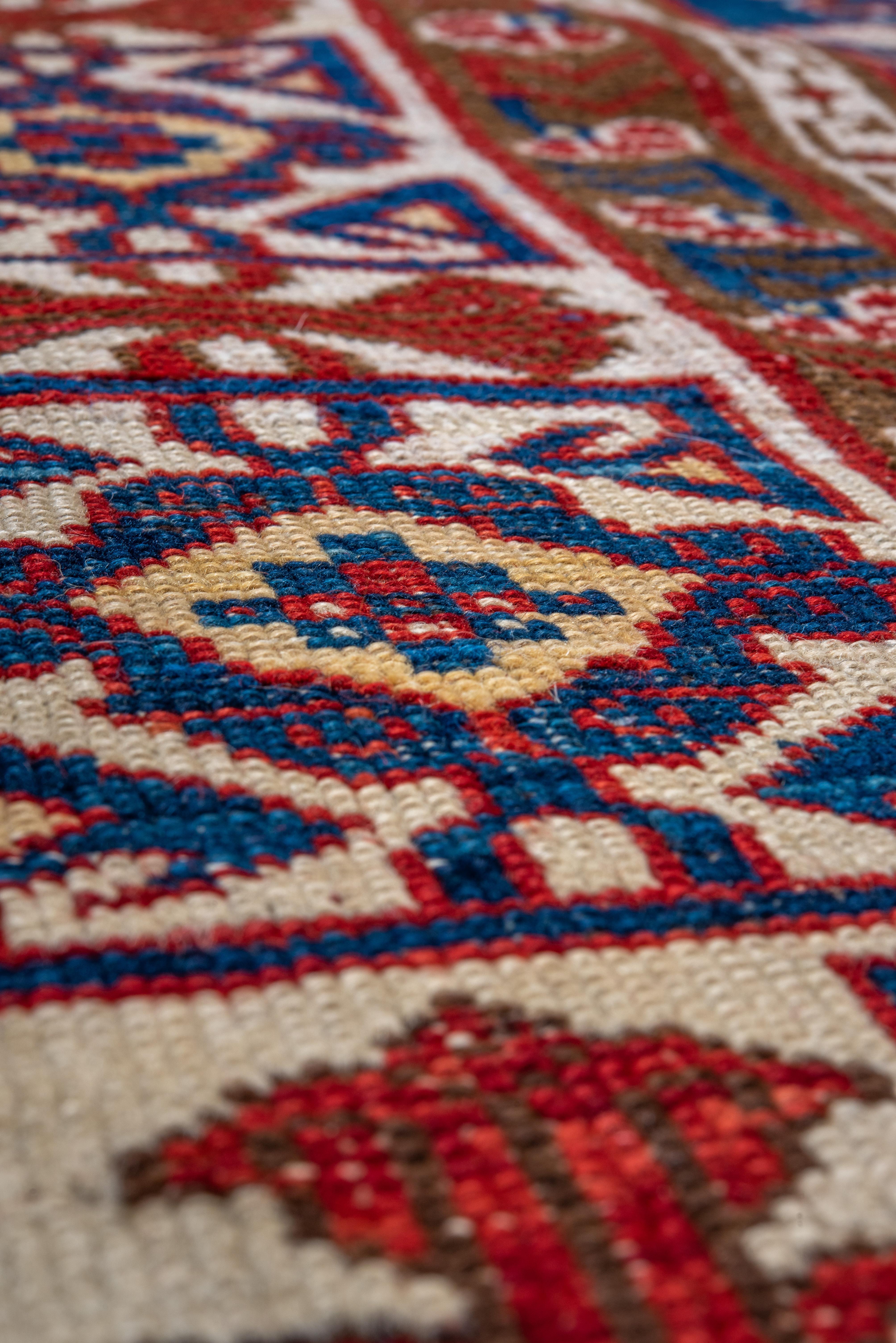 Hand-Knotted Fine Antique Caucasian Shirvan Rug, Royal Blue Field & Red Borders, circa 1910s For Sale