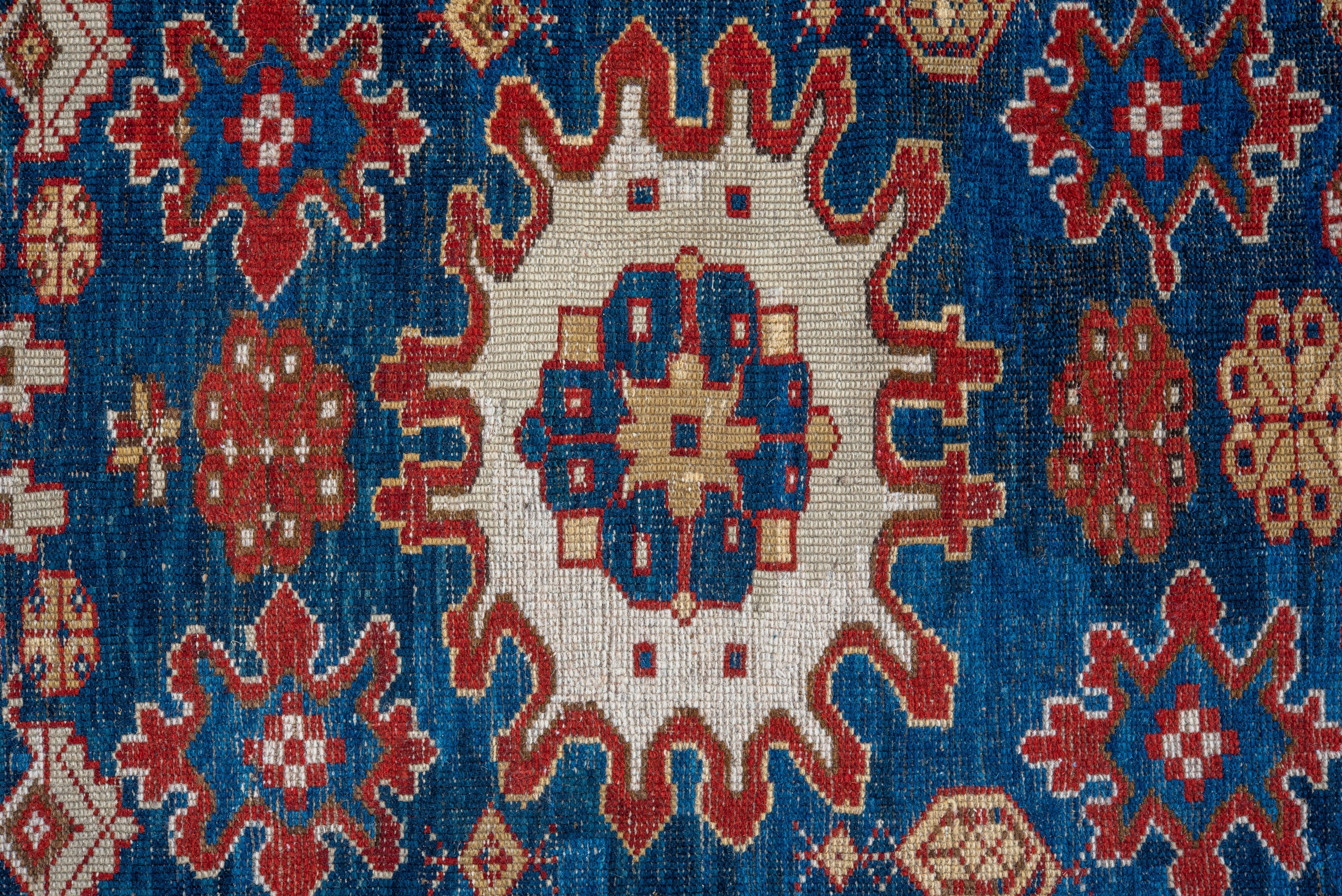 Wool Fine Antique Caucasian Shirvan Rug, Royal Blue Field & Red Borders, circa 1910s For Sale