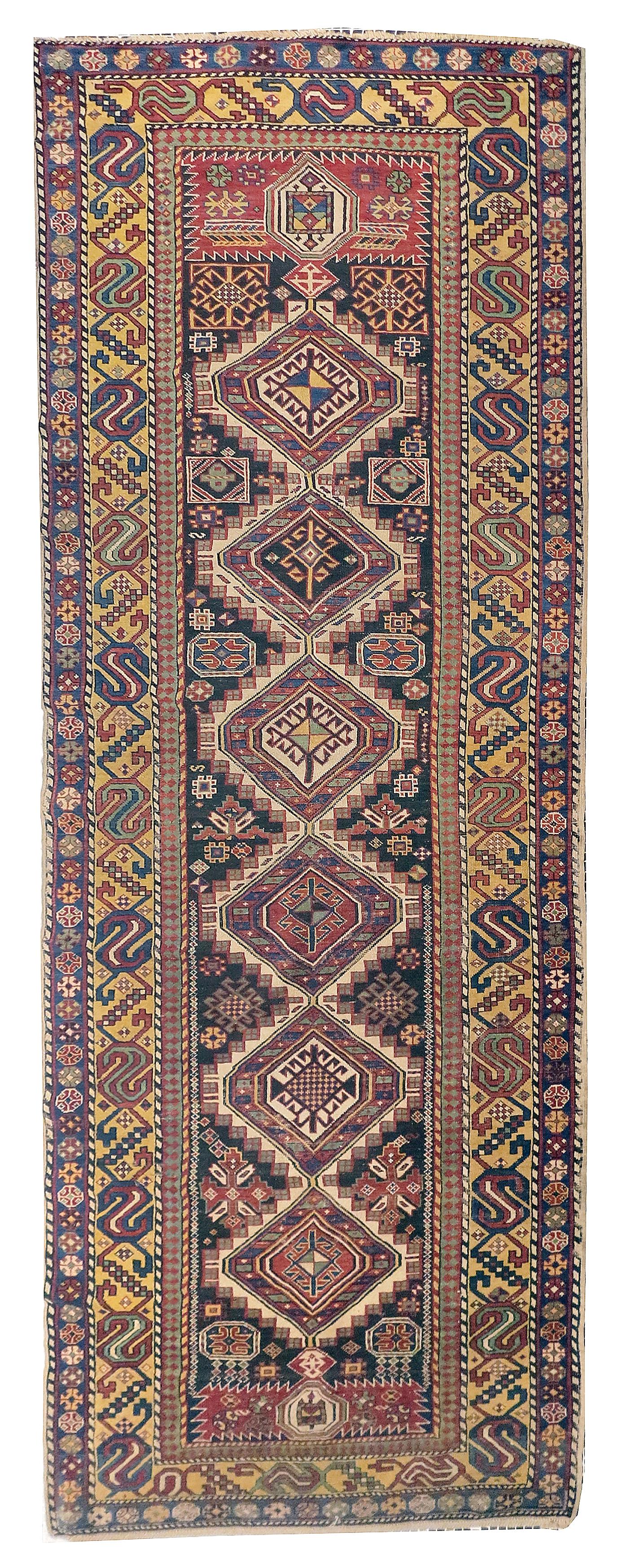 Other Fine Antique Caucasian Shriven Runner Rug, Hand Knotted, circa 1890
