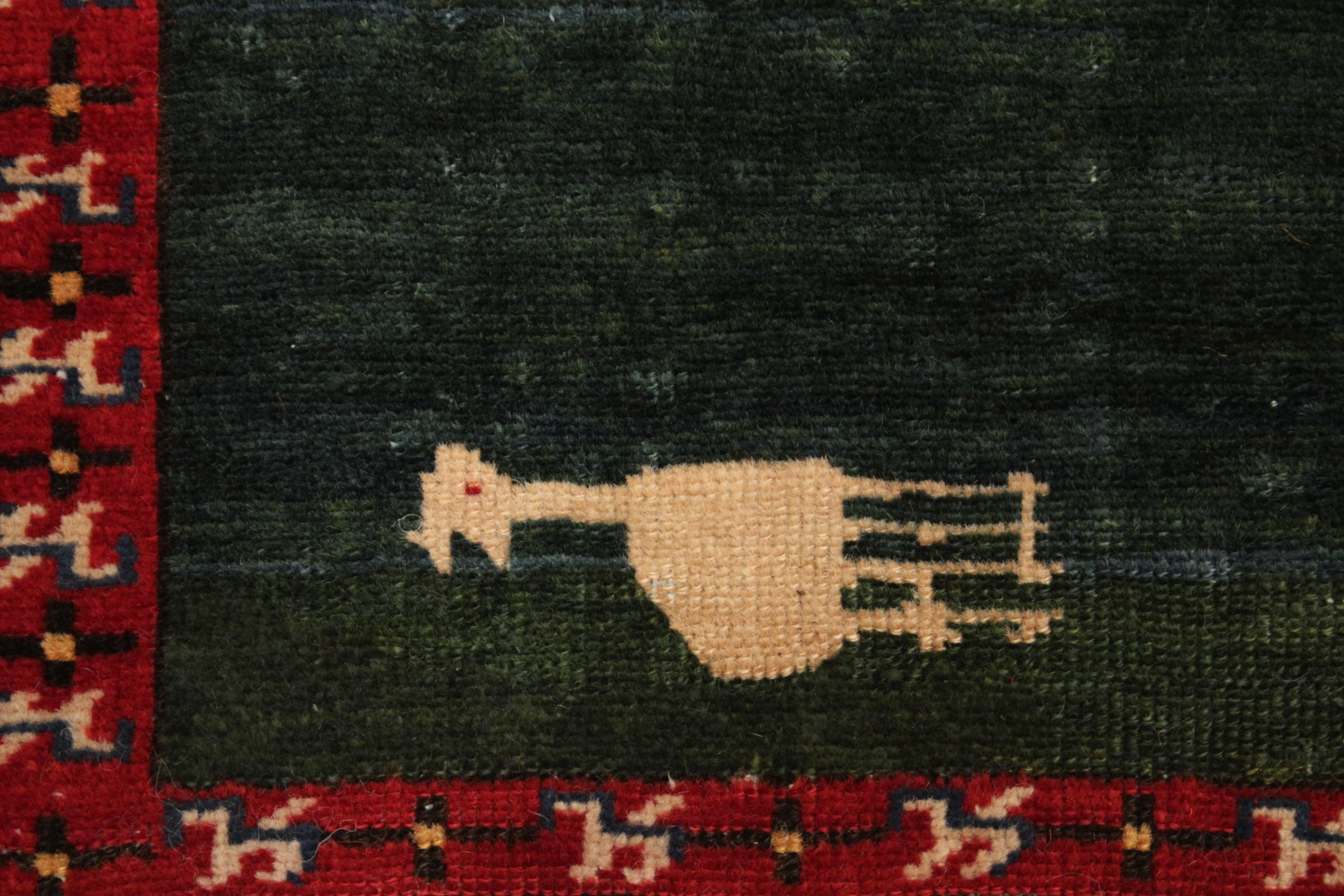 Feiner antiker kaukasischer Zeikhur-Teppich mit seltenem Tealgrünem Hintergrund, Kaukasisch (Handgeknüpft) im Angebot