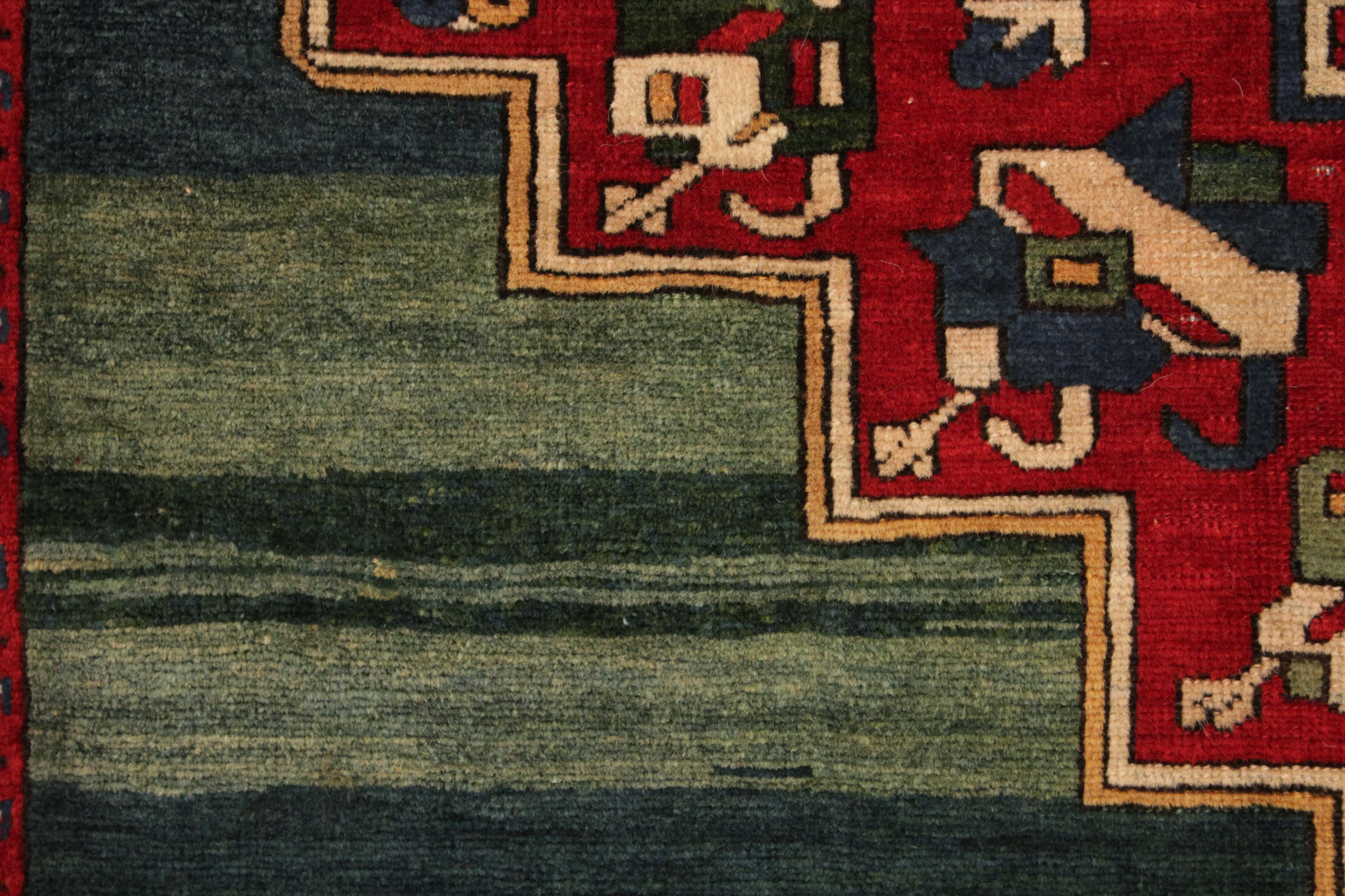 Feiner antiker kaukasischer Zeikhur-Teppich mit seltenem Tealgrünem Hintergrund, Kaukasisch im Angebot 2