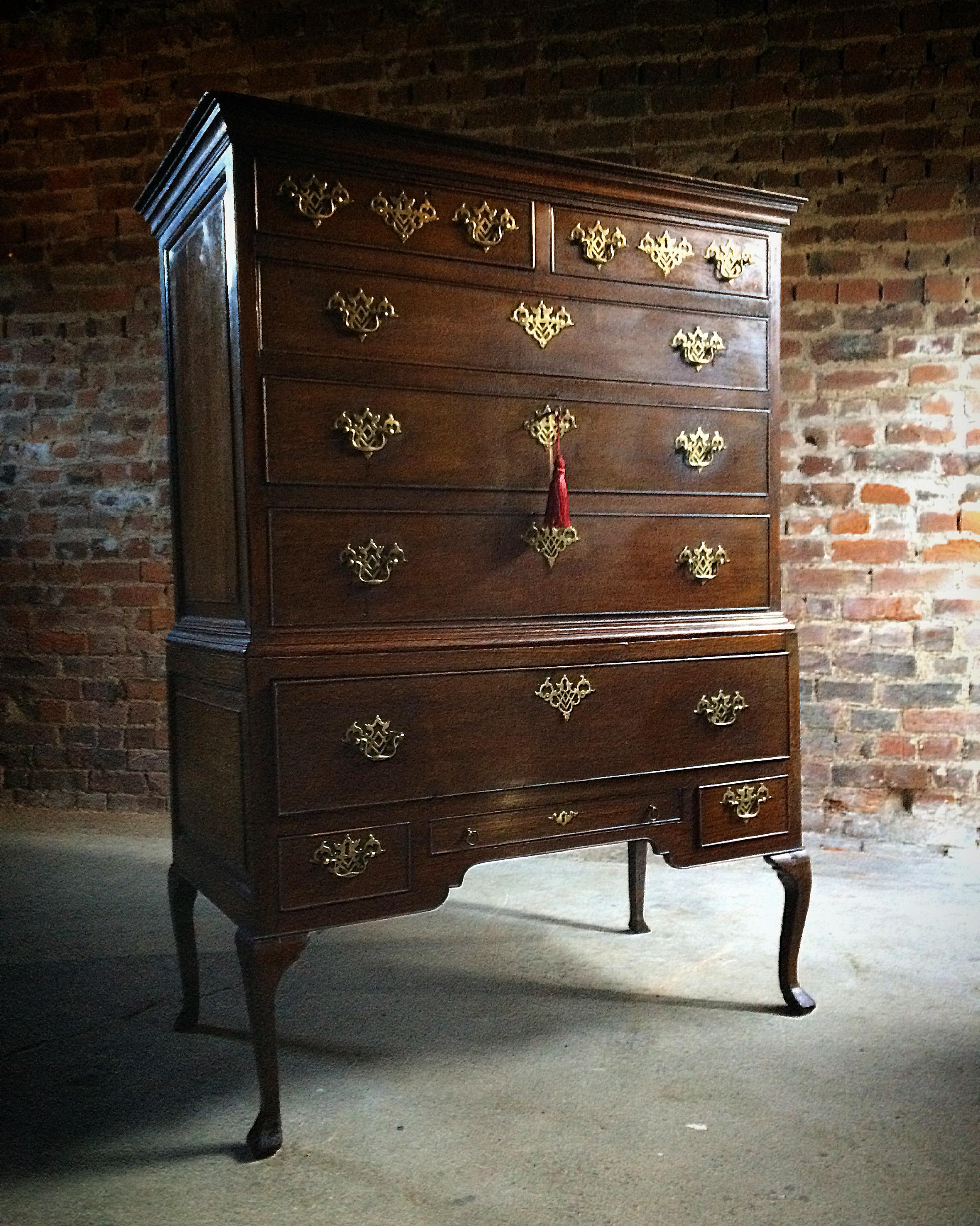 Fine Antique Chest on Stand Drawers Oak Georgian 18th Century, circa 1750 In Good Condition In Longdon, Tewkesbury