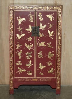 Belle armoire d'appoint chinoise ancienne peinte à la main et laquée