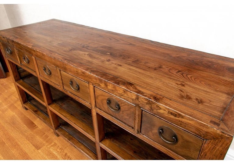 Fine Antique Chinese Elm 6 Drawer Sideboard at 1stDibs