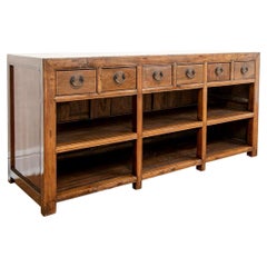 Fine Antique Chinese Elm 6 Drawer Sideboard