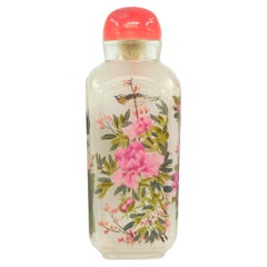 Fine Vintage Chinese Inside Painted Glass Snuff Bottle Birds Flower Qing 19c-20c