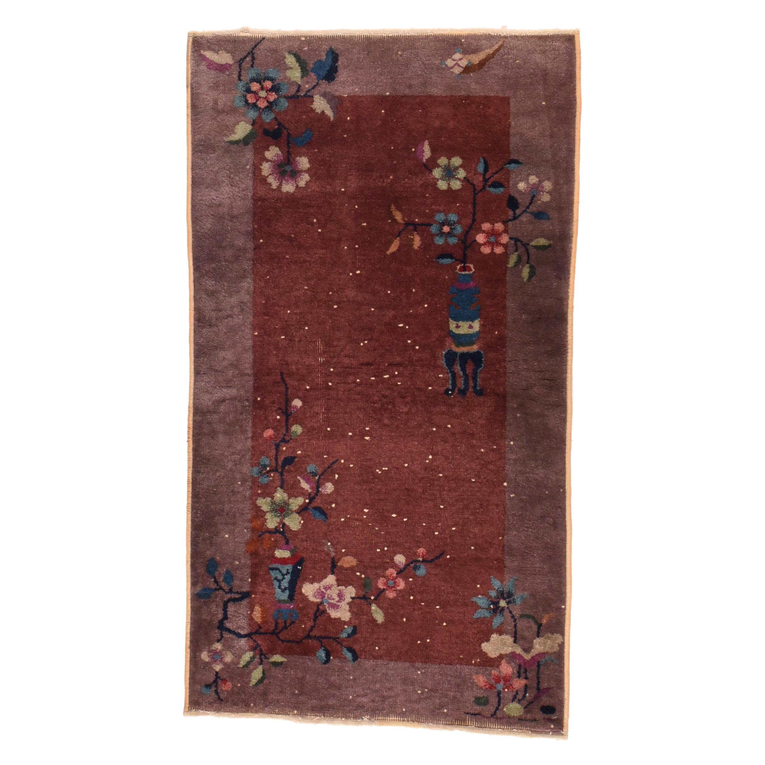 Fine Antique Chinese Nickel Rug, Hand Knotted, circa 1920