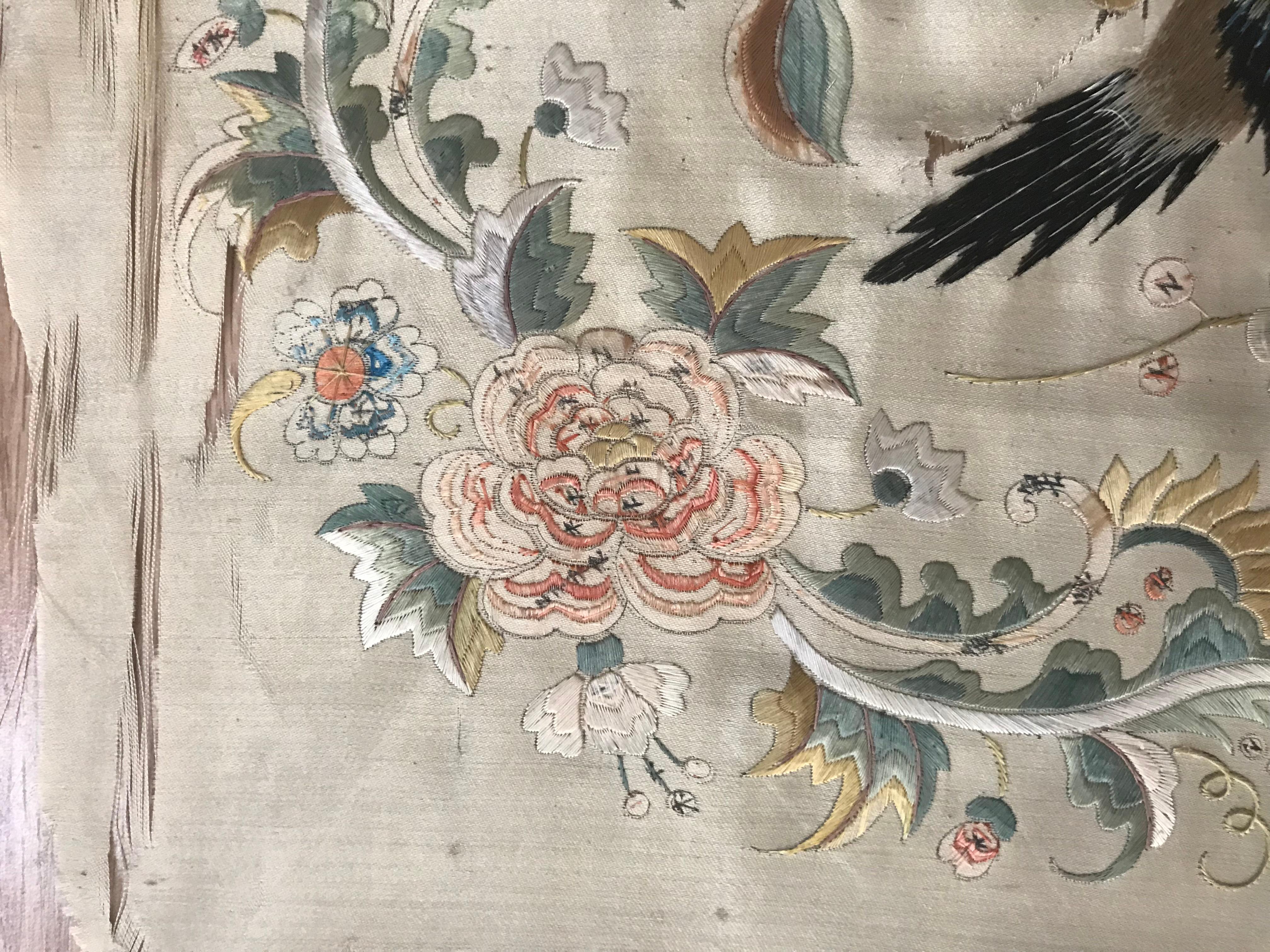 Fine Antique Chinese Silk Embroidery, China Embroidered Antique Tapestry Rugs 5