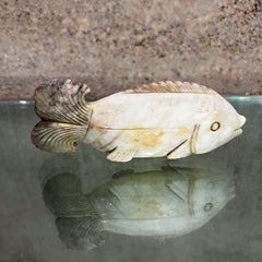 1950s Fine Antique Chinese White Jade Fish Sculpture Figurine