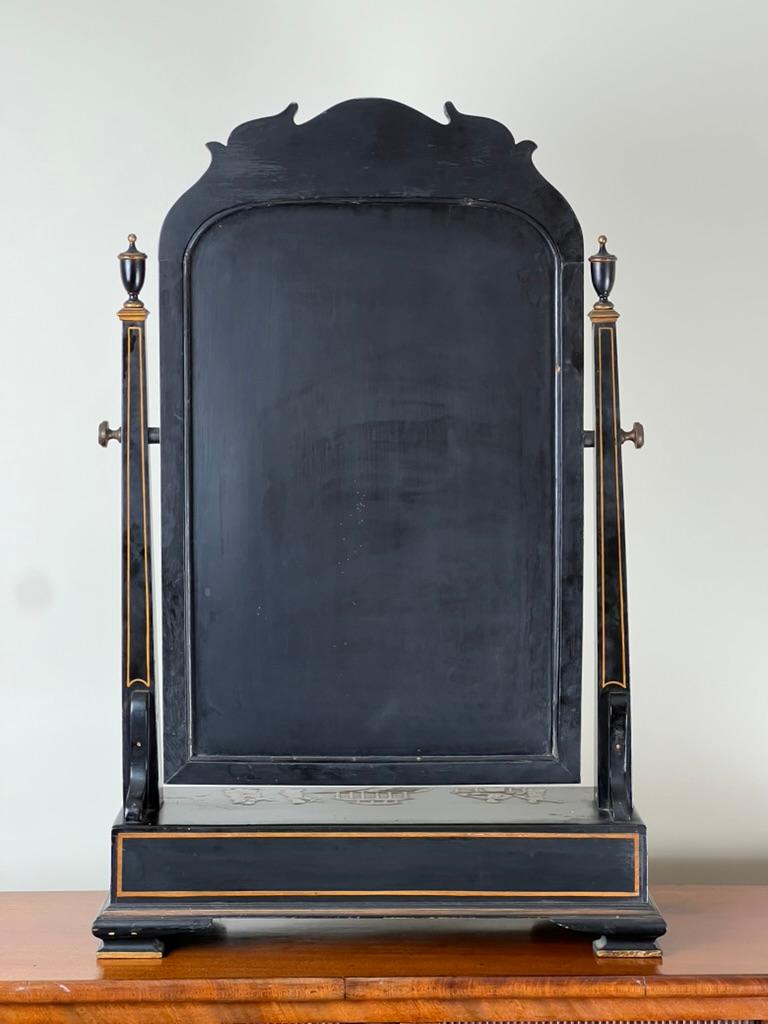 Fine Antique Chinoiserie Black Lacquer Dressing Mirror c. Late 19th Century For Sale 4
