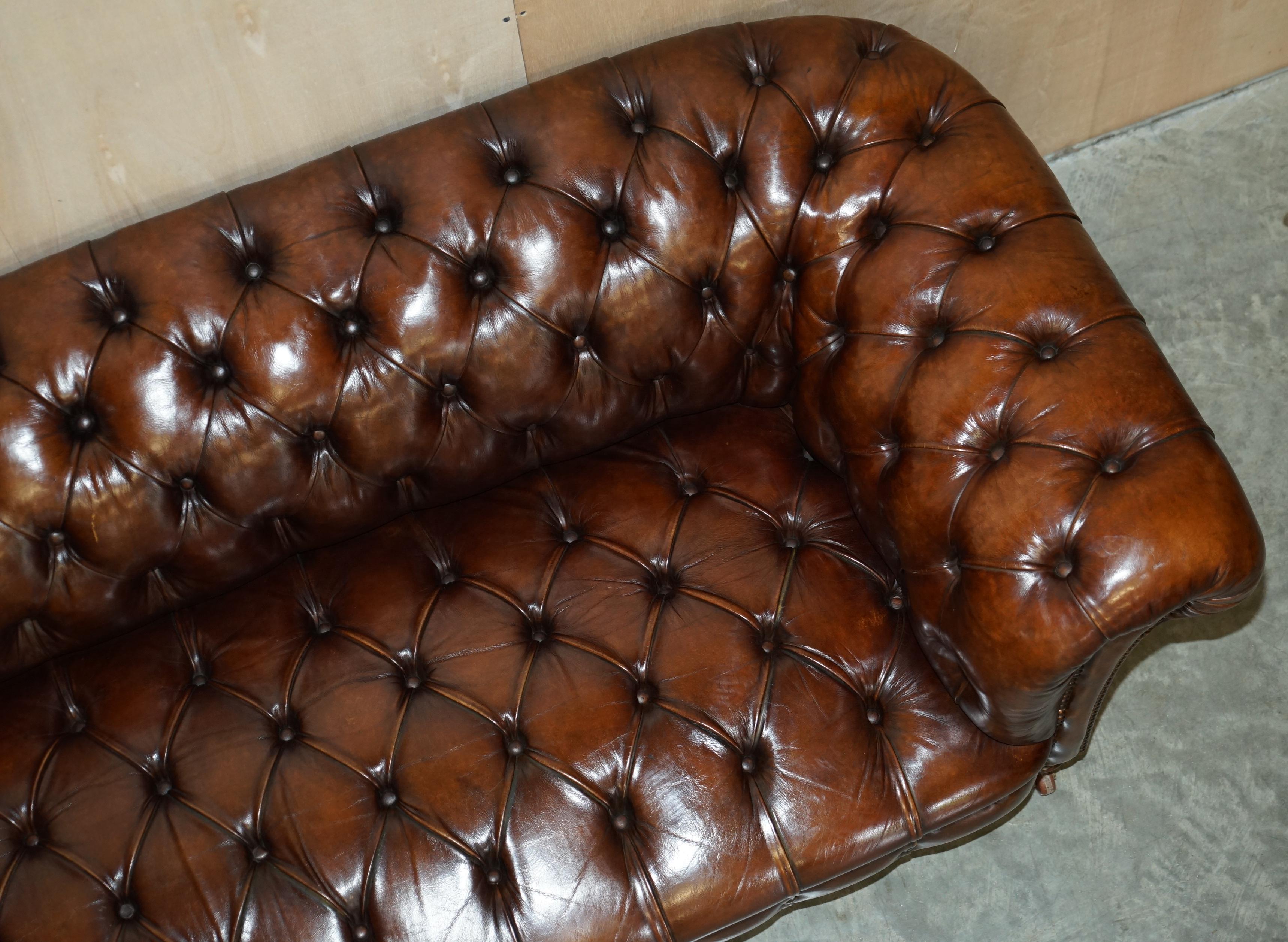 Mid-19th Century Fine Antique circa 1860 Jas Shoolbred Restored Brown Leather Chesterfield Sofa