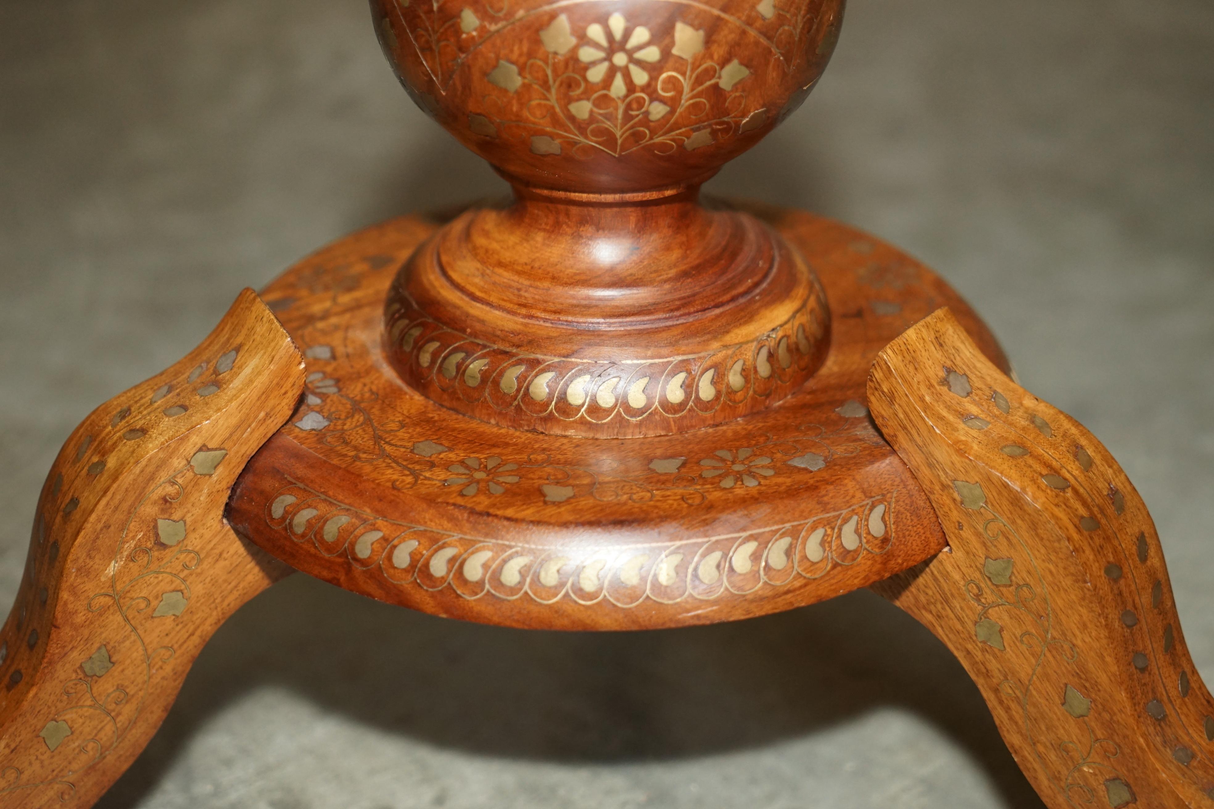 Fine Antique circa 1880 Anglo Indian Hardwood Brass Inlaid Chess Games Table 8
