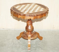Fine Antique circa 1880 Anglo Indian Hardwood Brass Inlaid Chess Games Table