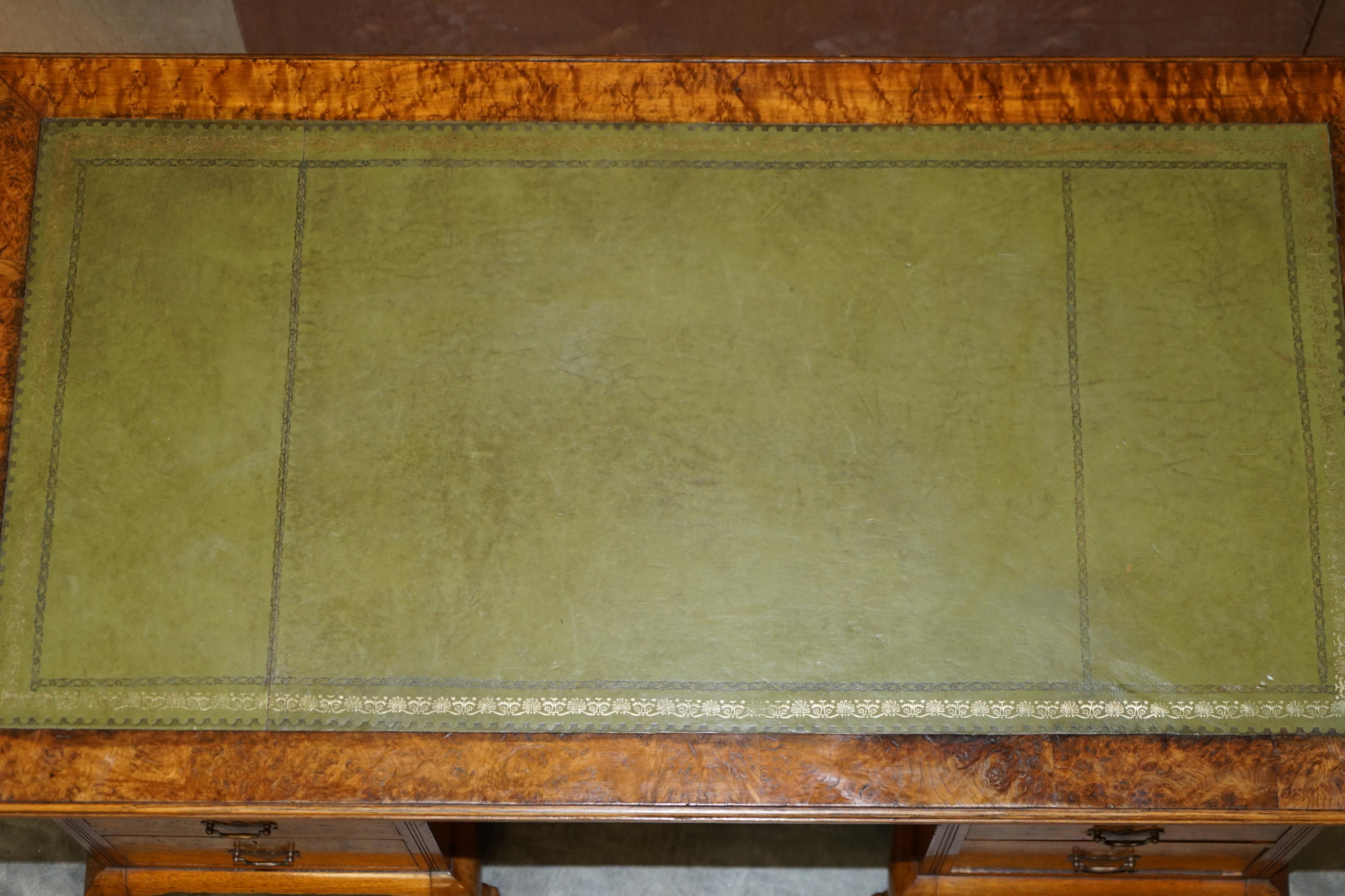 Fine Antique circa 1880 Victorian Pollard Oak Partner Desk Green Leather Top For Sale 4