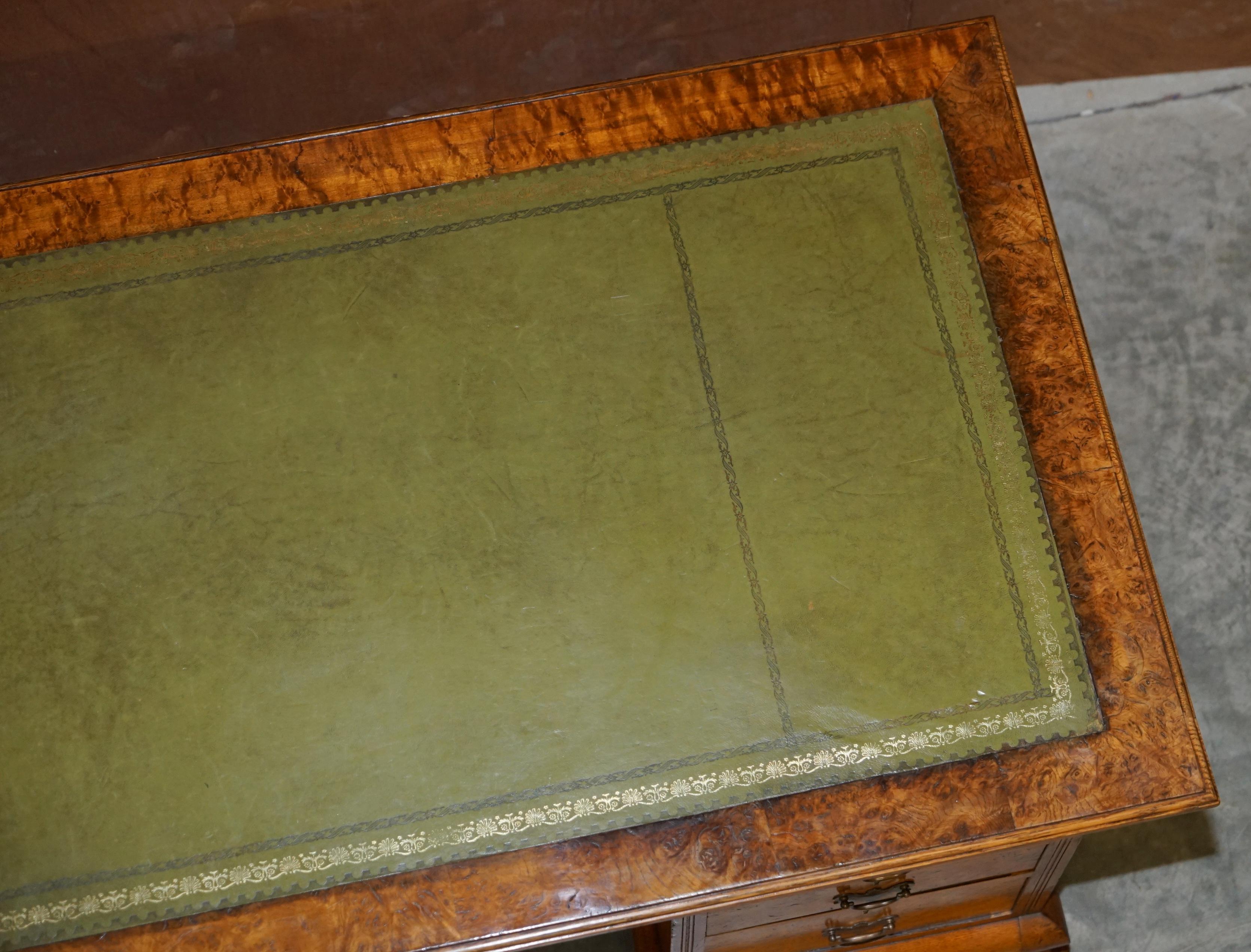 Fine Antique circa 1880 Victorian Pollard Oak Partner Desk Green Leather Top For Sale 5