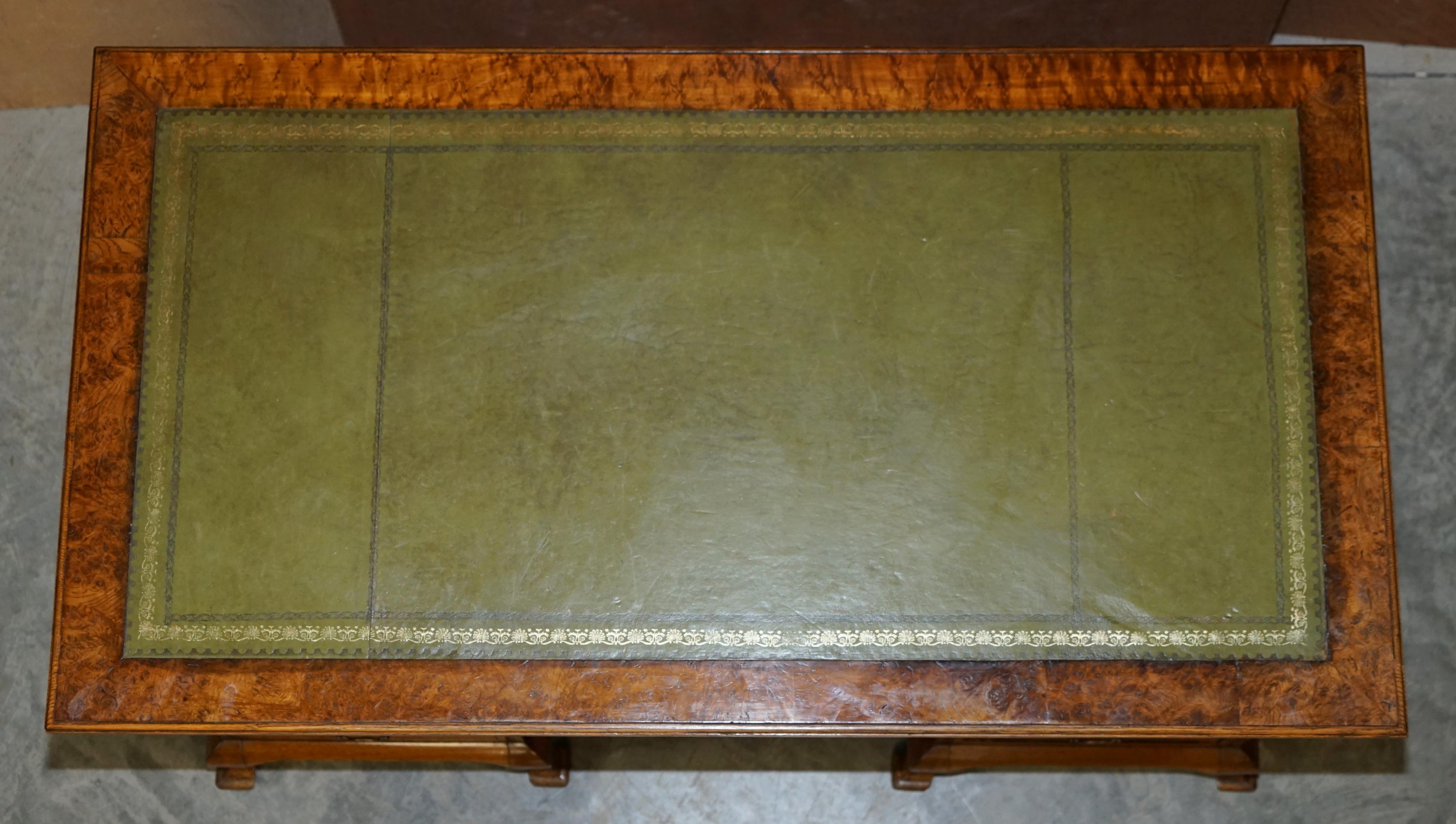 Fine Antique circa 1880 Victorian Pollard Oak Partner Desk Green Leather Top For Sale 2