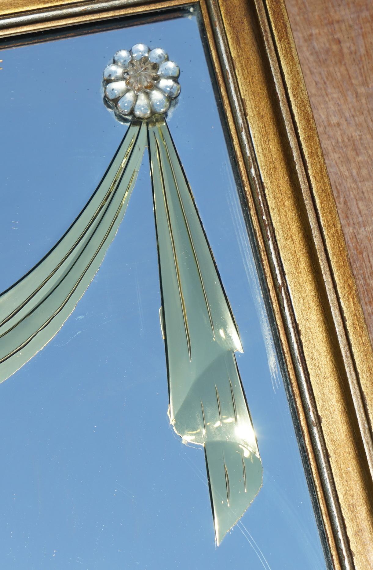 Fine Antique circa 1920's Italian Mirror Amber Glass Detailing Bevelled Cut Edge For Sale 7