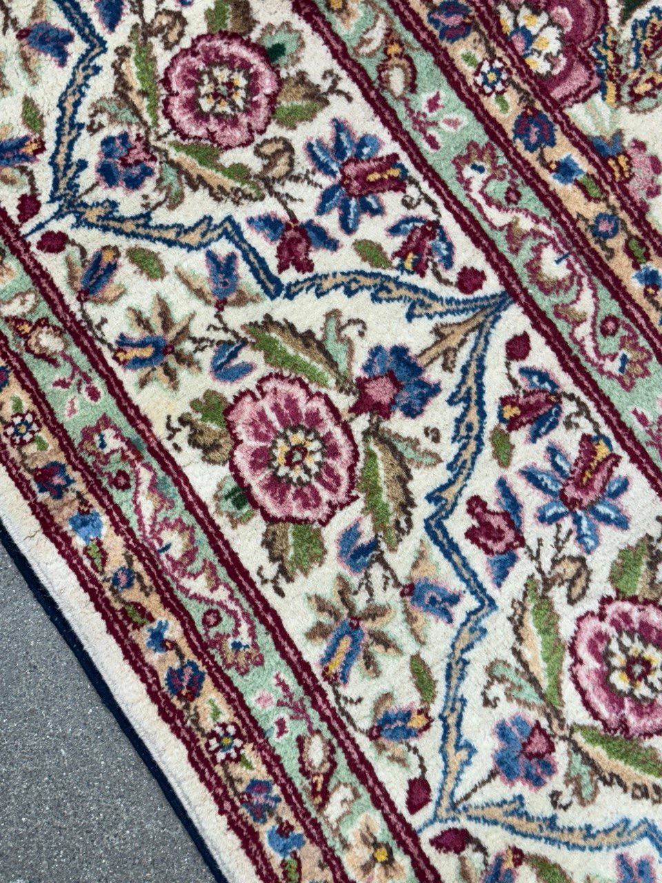 Fine Antique Circa 1960s Hand-Knotted Persian Kerman Area Rug — 10'1 x 13'2 In Good Condition For Sale In New York, NY, NY