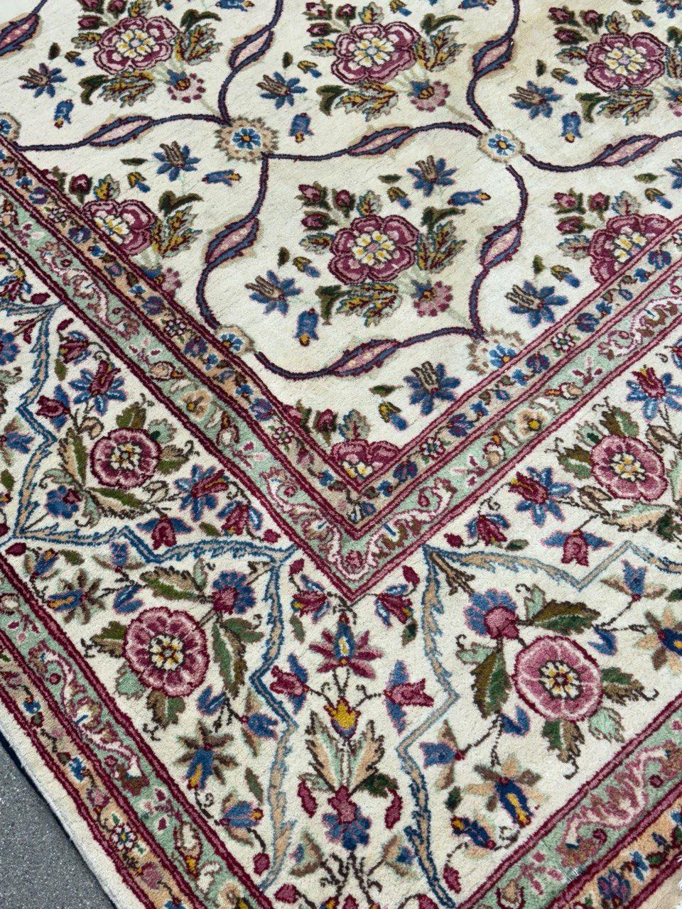 Late 20th Century Fine Antique Circa 1960s Hand-Knotted Persian Kerman Area Rug — 10'1 x 13'2 For Sale
