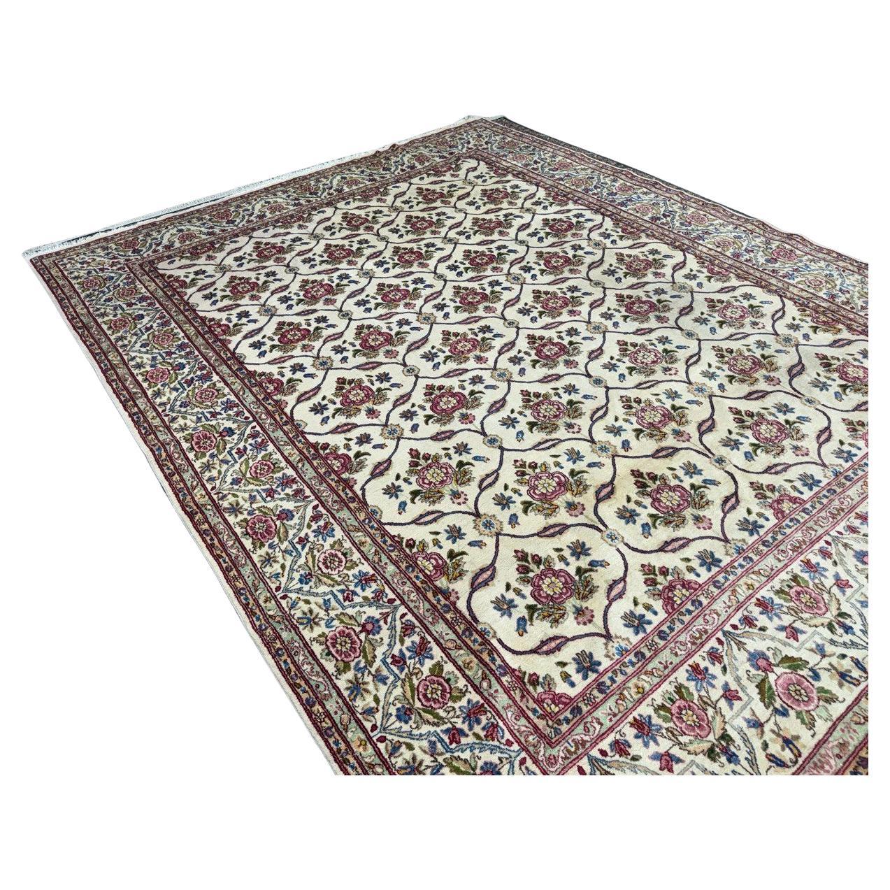 Fine Antique Circa 1960s Hand-Knotted Persian Kerman Area Rug — 10'1 x 13'2 For Sale