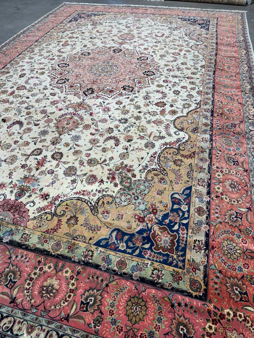 Feiner antiker CIRCA 1960er handgeknüpfter persischer Tabriz-Teppich - 12'8 x 19'10 im Angebot 5