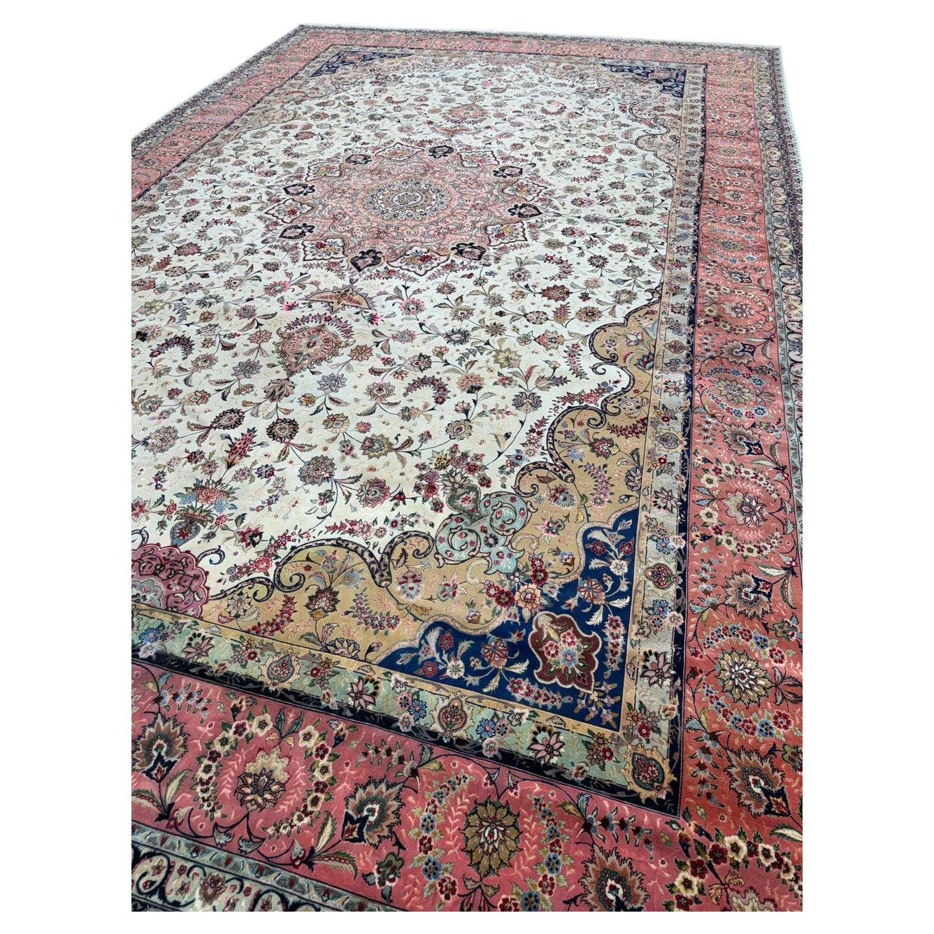 Antiquities Circa 1960s Persian Tabriz Hand-Knotted Area Rug - 12'8 x 19'10
