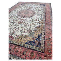 Fine Antique Circa 1960s Hand-Knotted Persian Tabriz Area Rug — 12'8 x 19'10