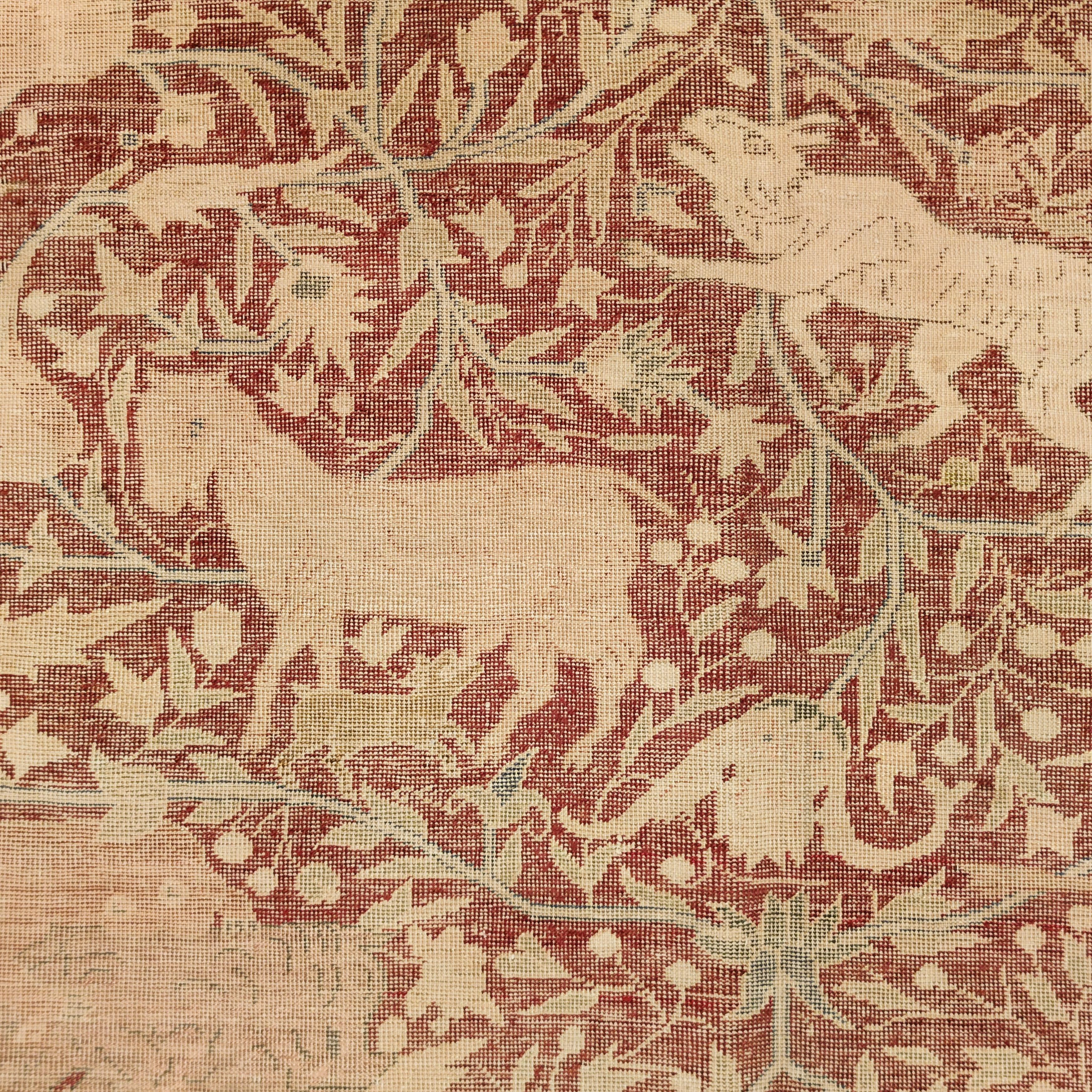 Antiker antiker Crimson Seiden Kayseri Teppich mit Vaq-Vaq-Muster (Handgeknüpft) im Angebot