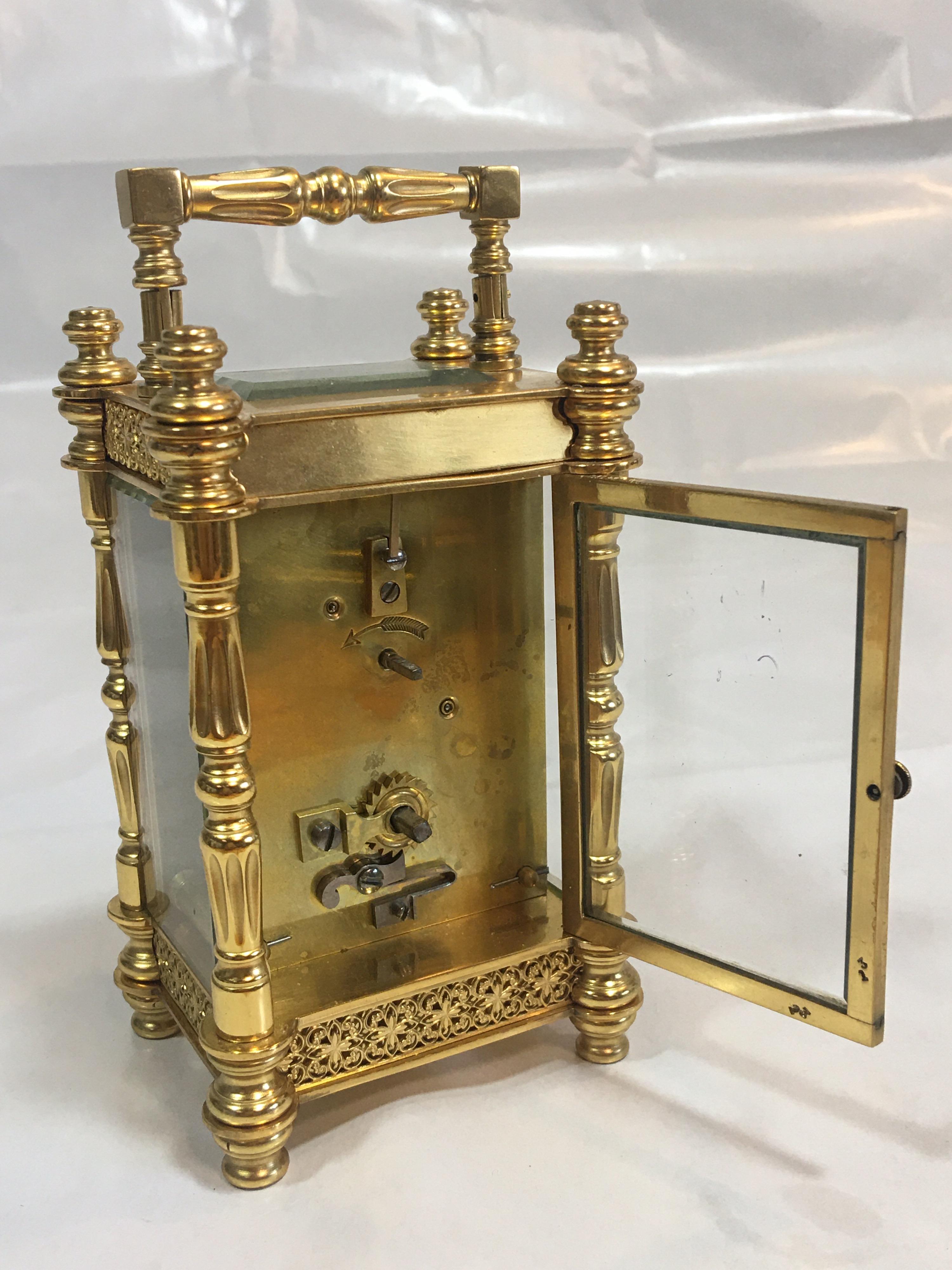 Fine Antique Decorative 24-Karat Gold Gilt Timepiece Carriage Clock 2