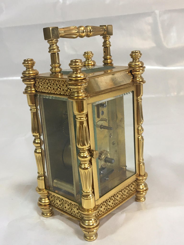 Fine Antique Decorative 24Karat Gold Gilt Timepiece Carriage Clock at