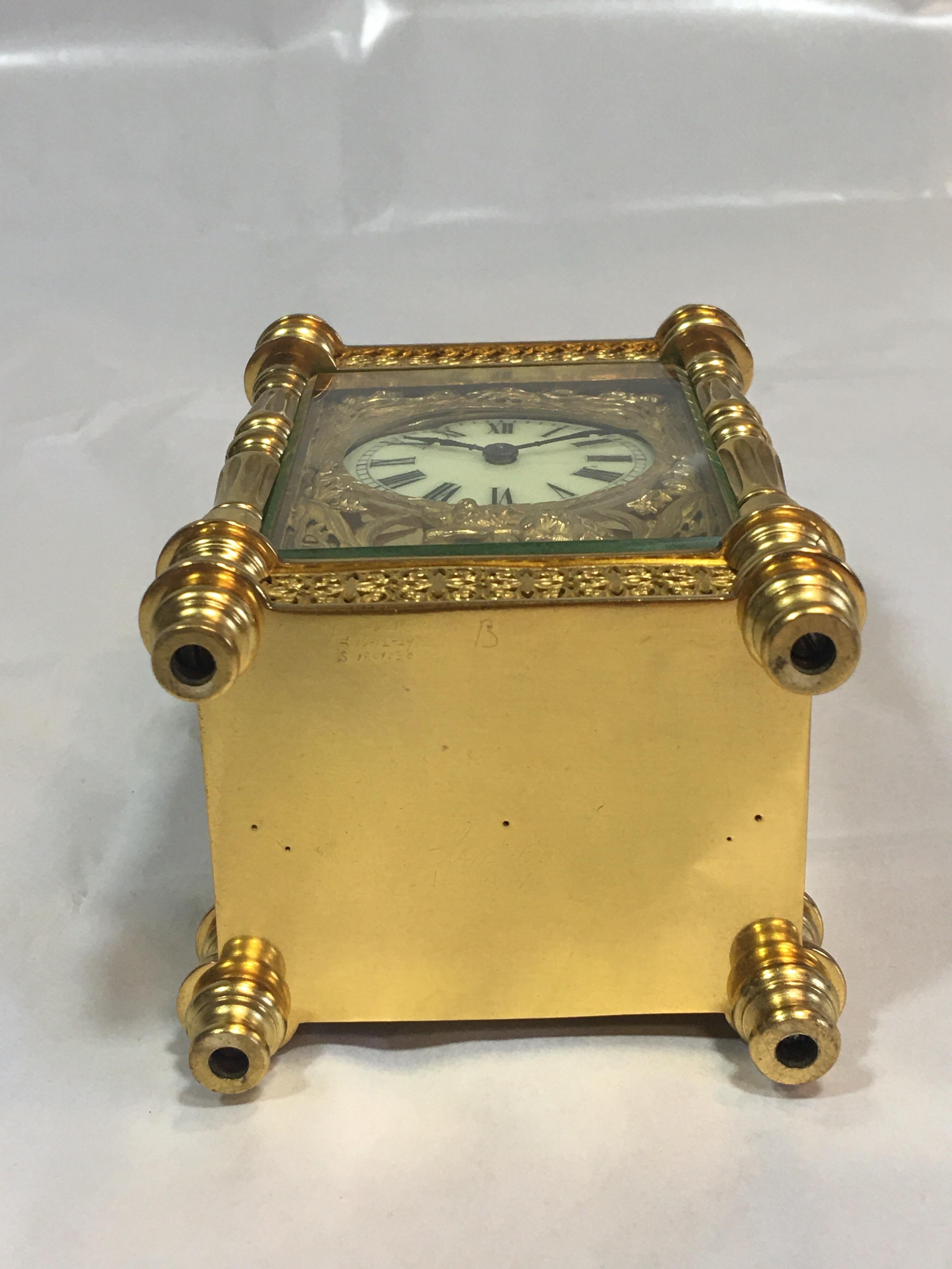 Fine Antique Decorative 24-Karat Gold Gilt Timepiece Carriage Clock In Good Condition In London, Nottinghill