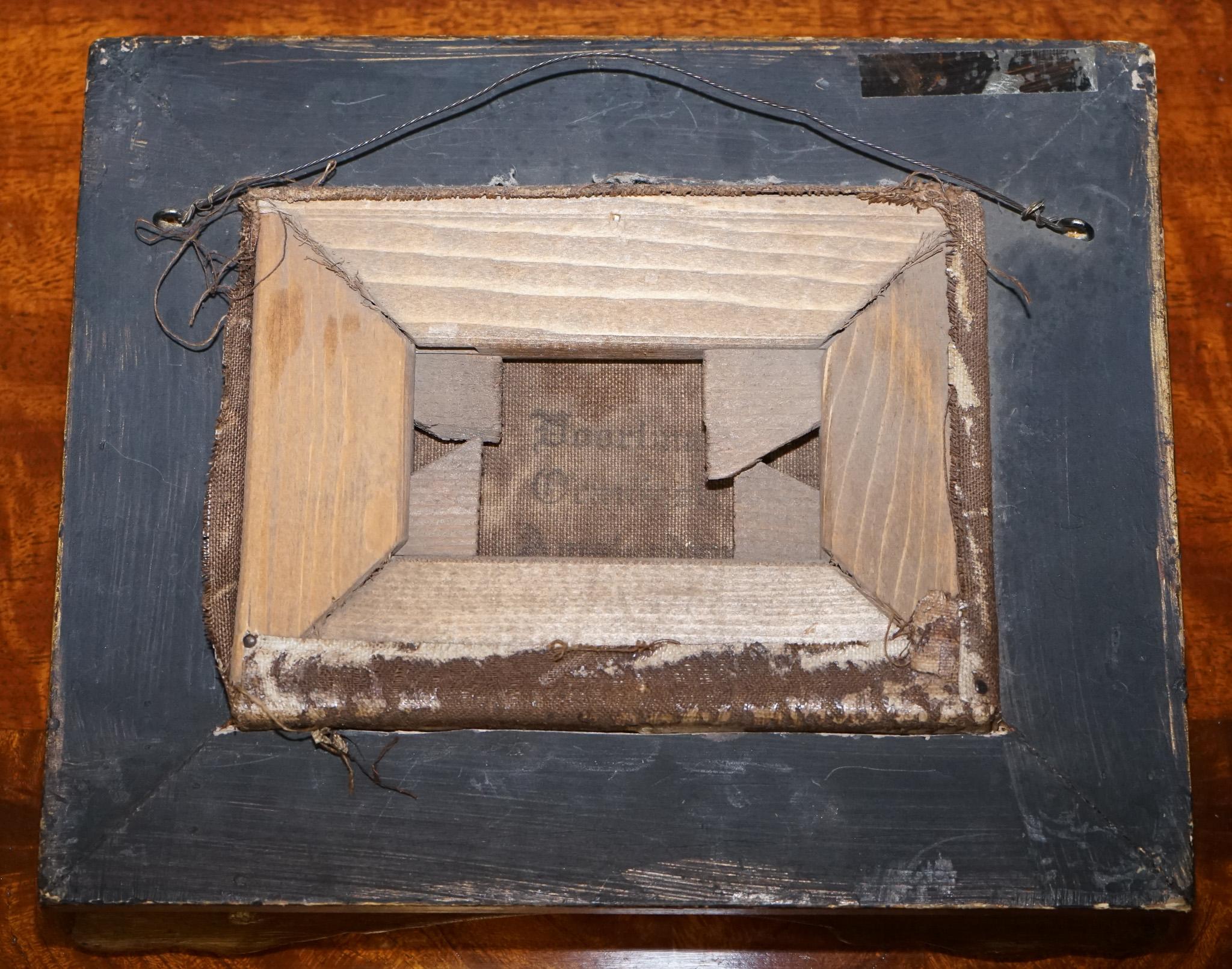 fina pintura al óleo antigua de principios del siglo xx de un barco francés con marco de madera de giltwood en venta 4