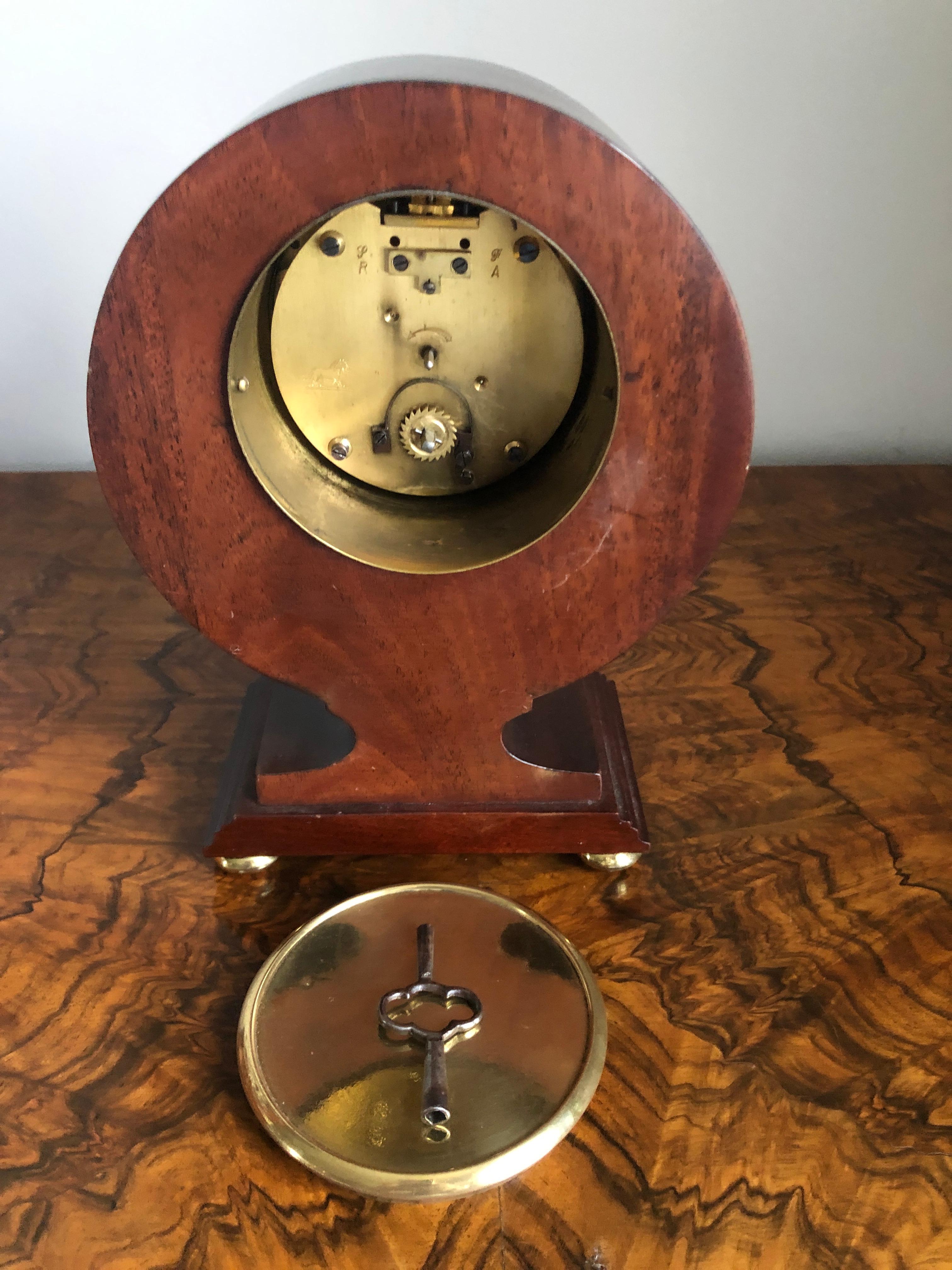 Fine Antique Edwardian Mahogany Inlaid Desk/Mantle Clock For Sale 5