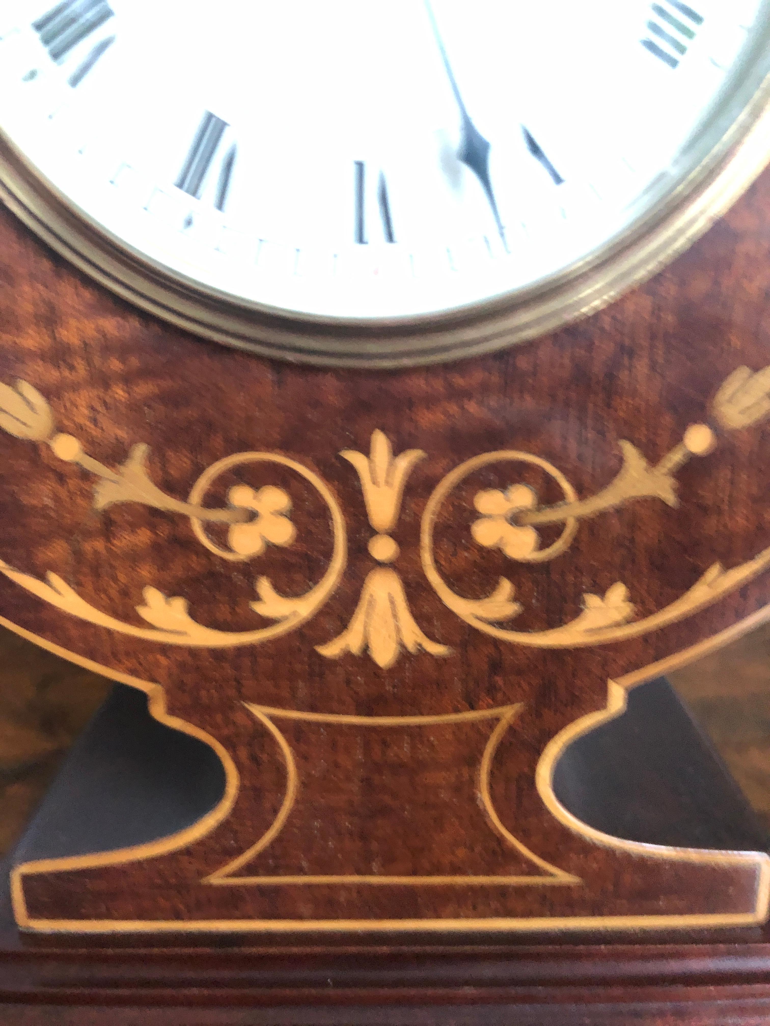 Inlay Fine Antique Edwardian Mahogany Inlaid Desk/Mantle Clock For Sale